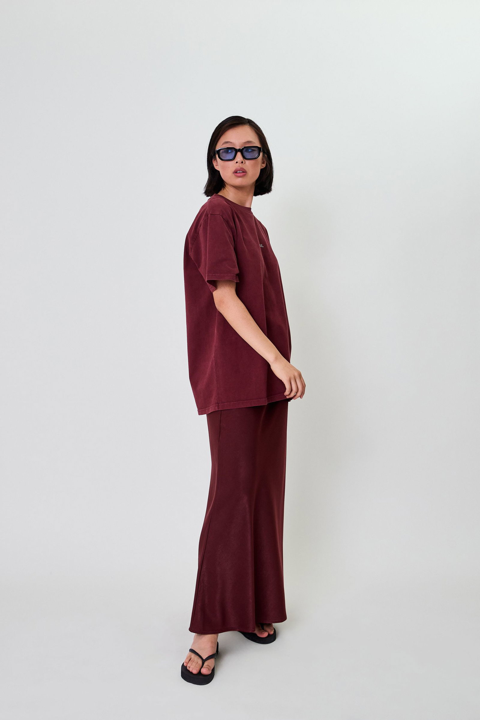Oh April Jaelynn Satin Skirt Cherrywood #2
