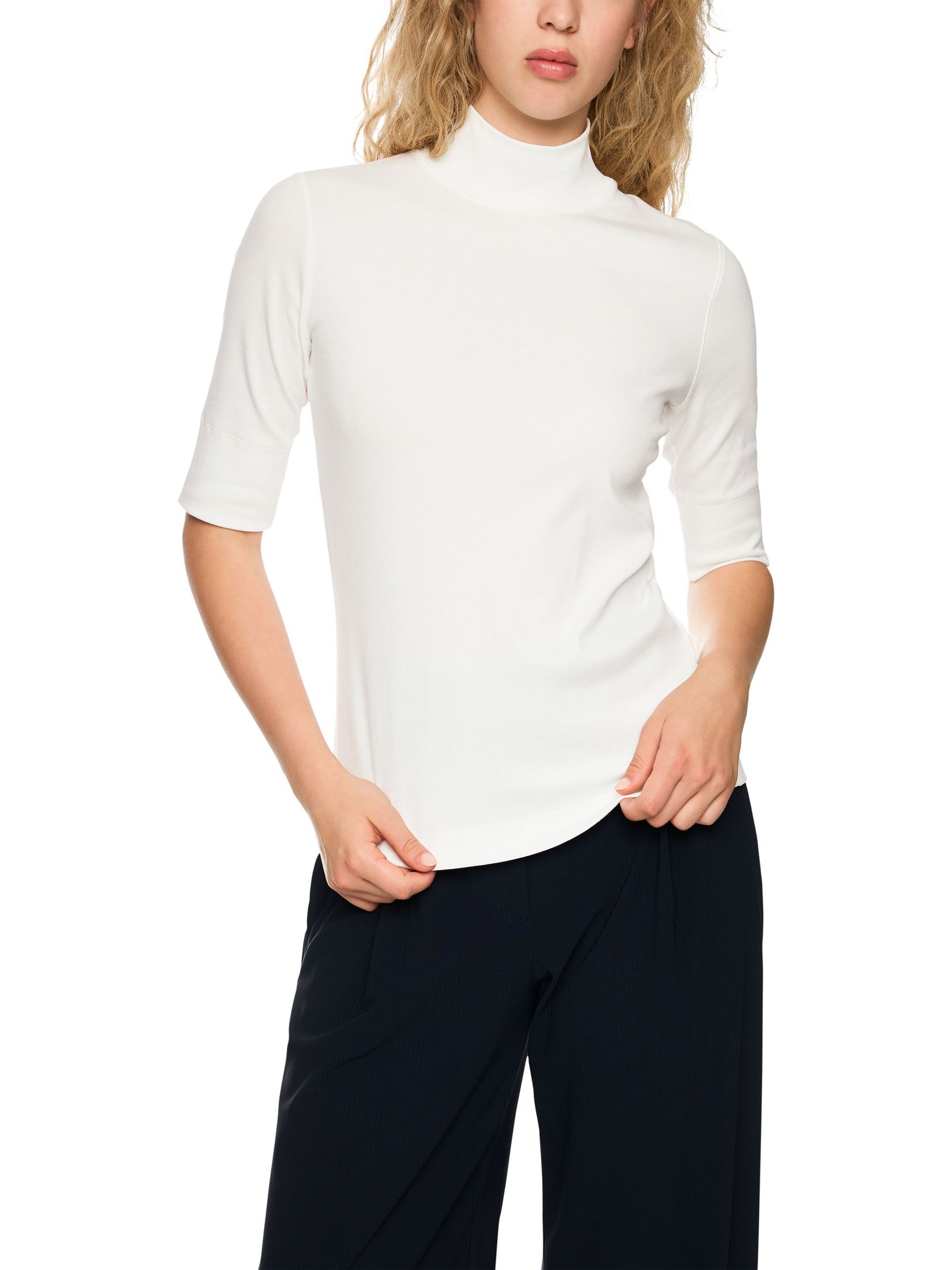 Marc Cain Sports | Basic-Shirt aus Baumwollstretch | 44 | off-white