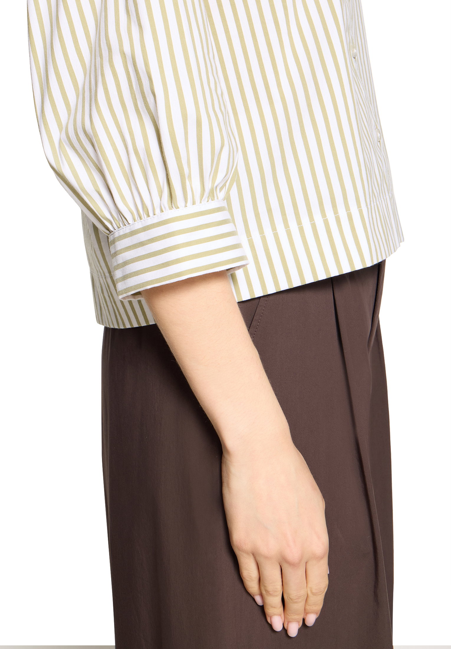 Bluse Kurz 3/4 Arm, Cream/Khaki #7