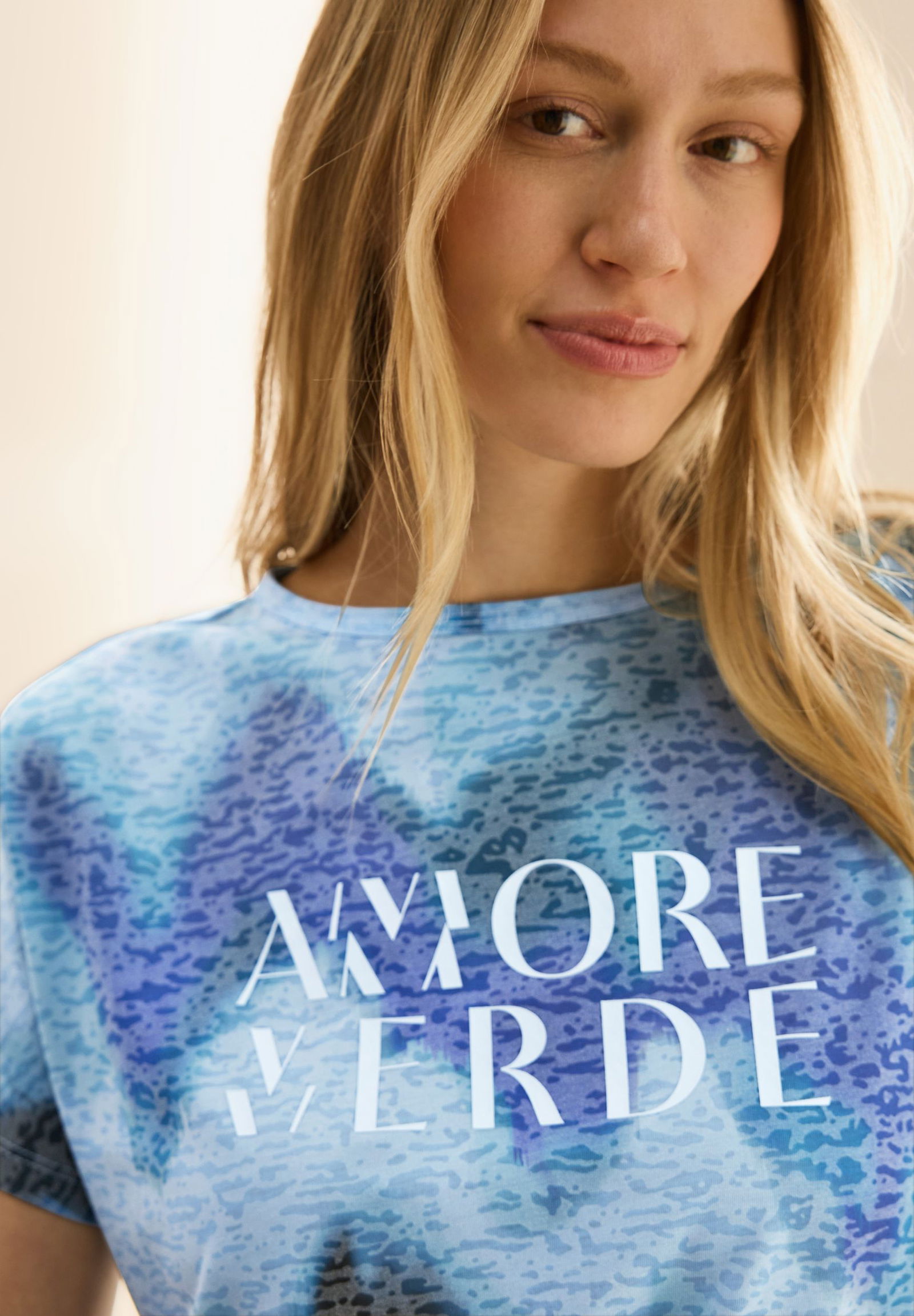 CECIL | Print-Shirt mit Wording | XXL | pastel blue