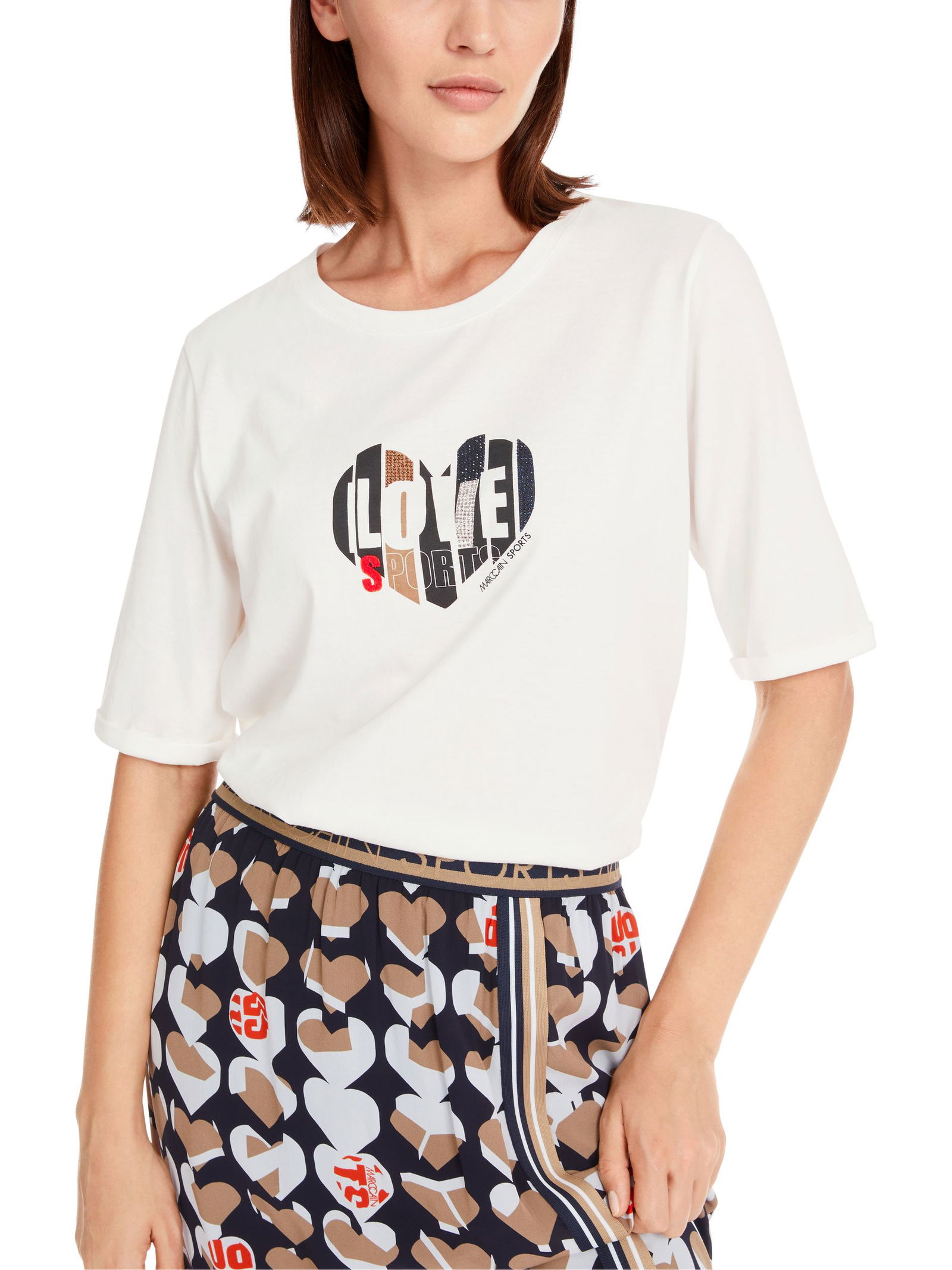 Marc Cain Sports |  T-Shirt aus 100  % Baumwolle | 36 | off-white