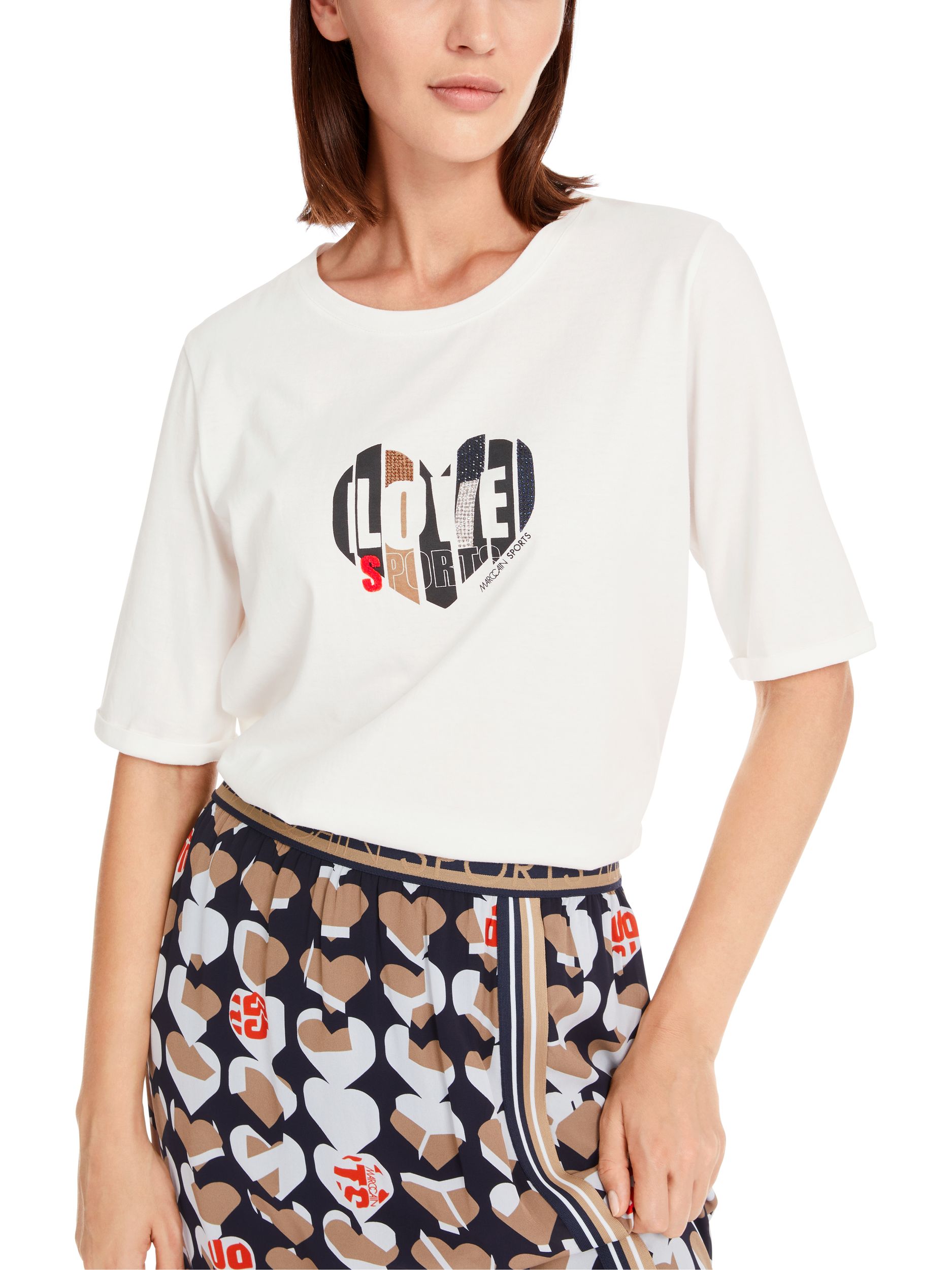 Marc Cain Sports |  T-Shirt aus 100  % Baumwolle | 36 | off-white