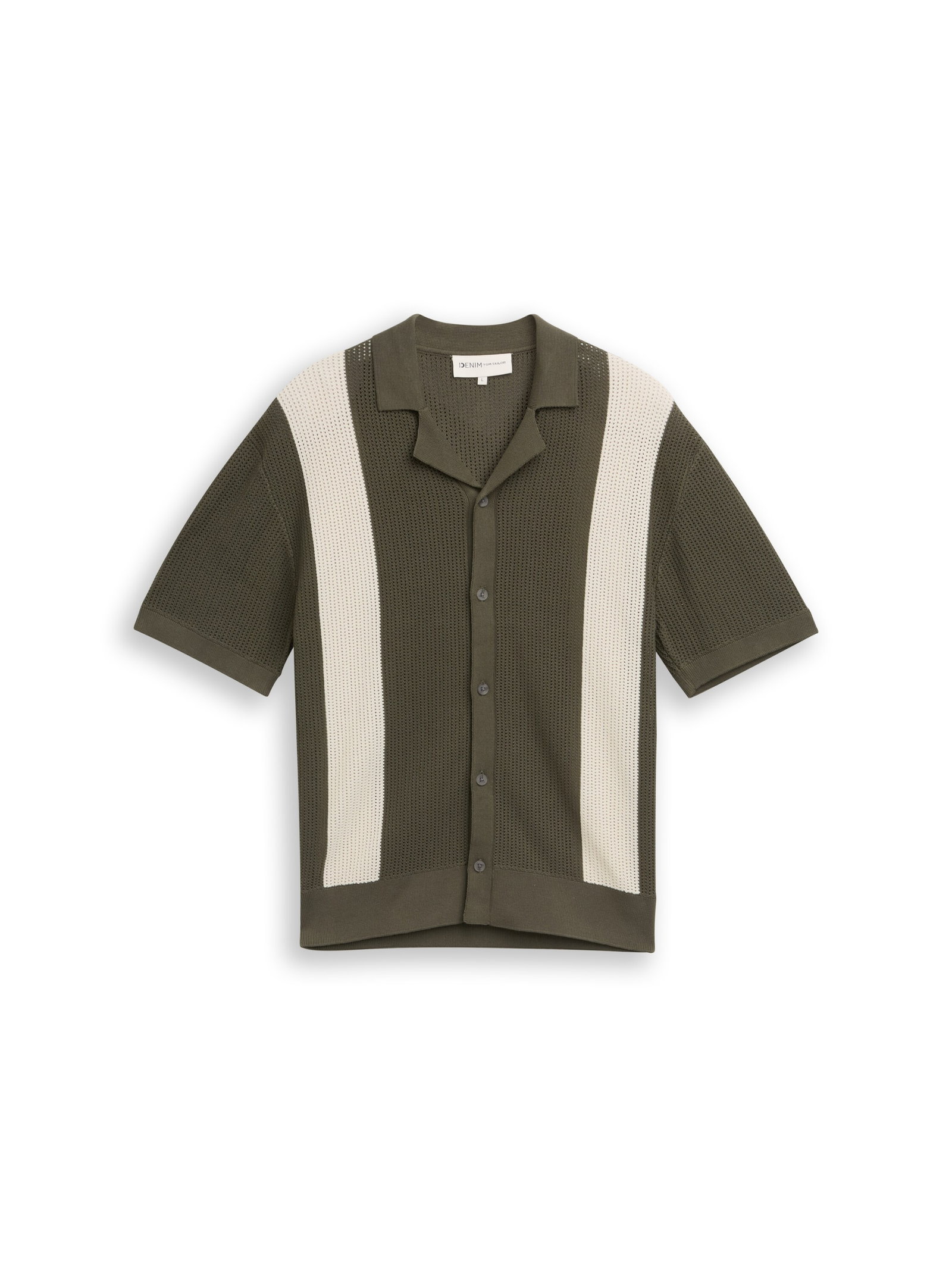 open knit polo, faded green white colorblock #1