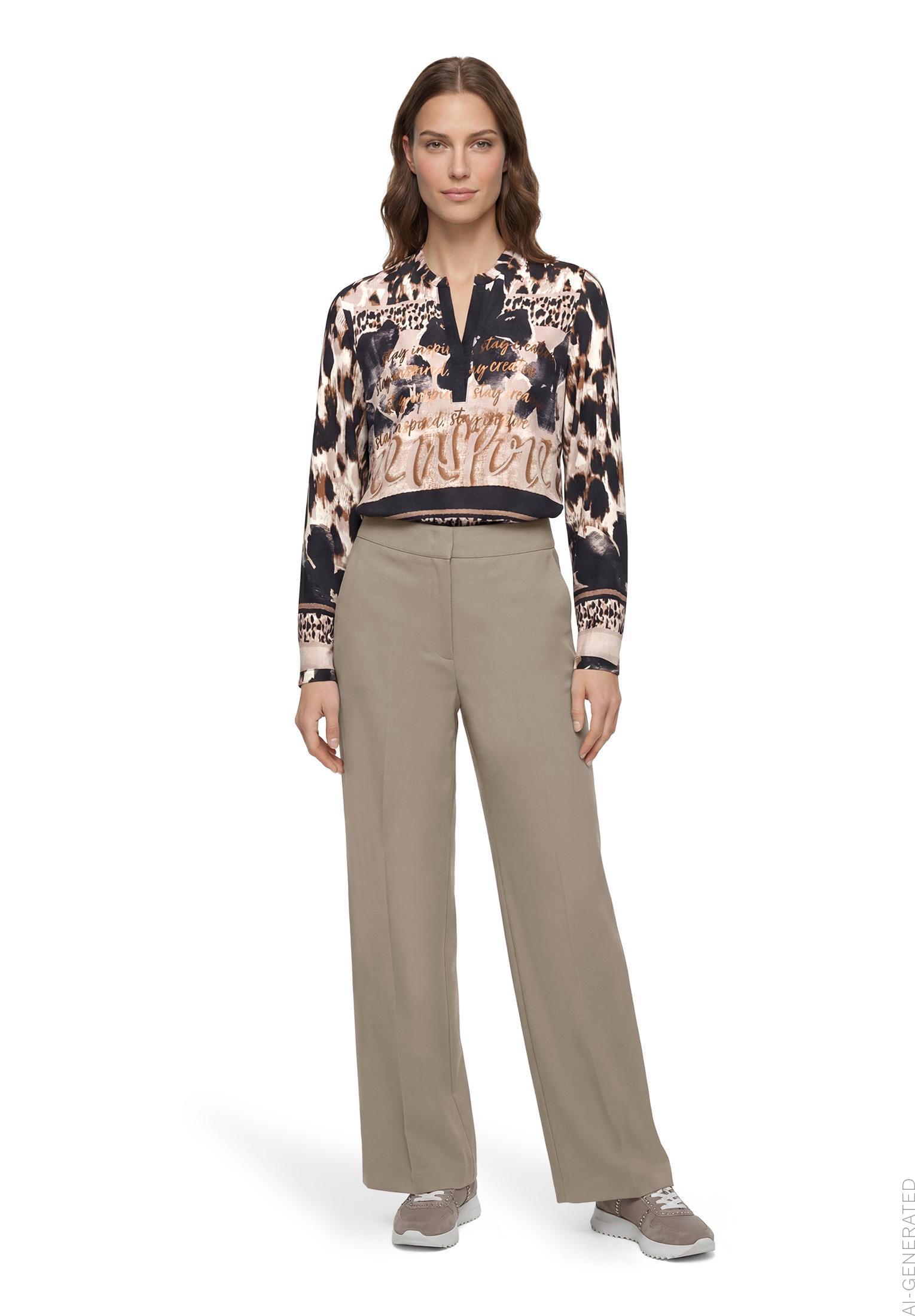 Bluse Lang 1/1 Arm, Beige/Black #5
