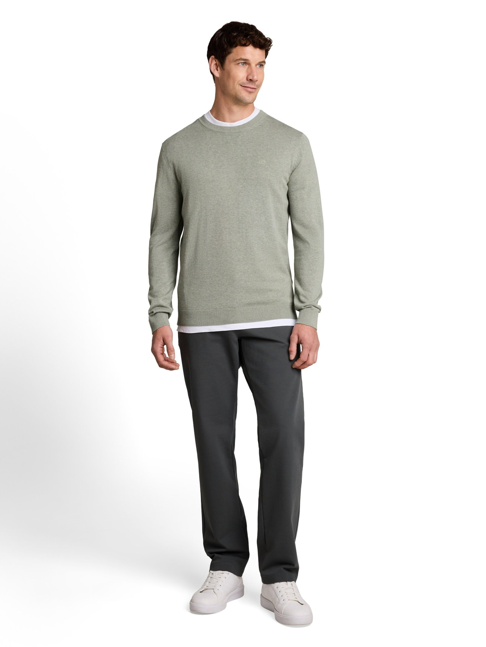 basic crewneck knit, iron mint melange #3
