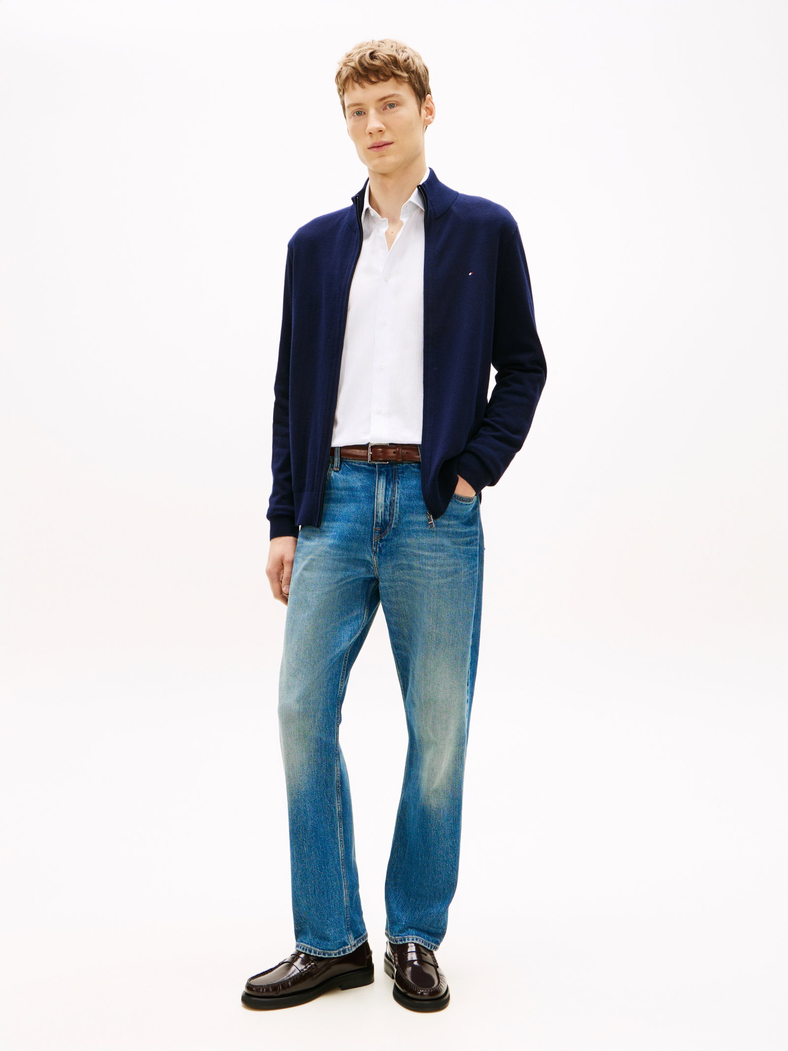 PIMA ORG CTN CASHMERE ZIP THRU, BLUE #11