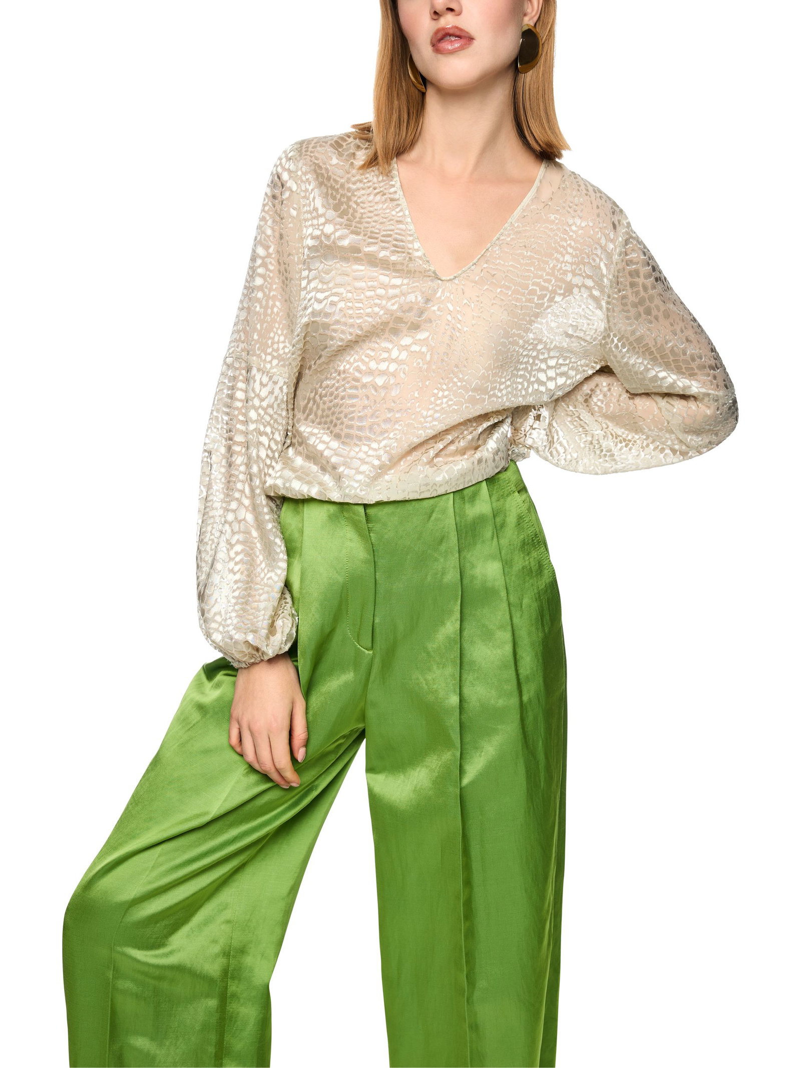 Marc Cain Collections |  Marc Cain Collections Druckbluse  | 46 | bright ecru