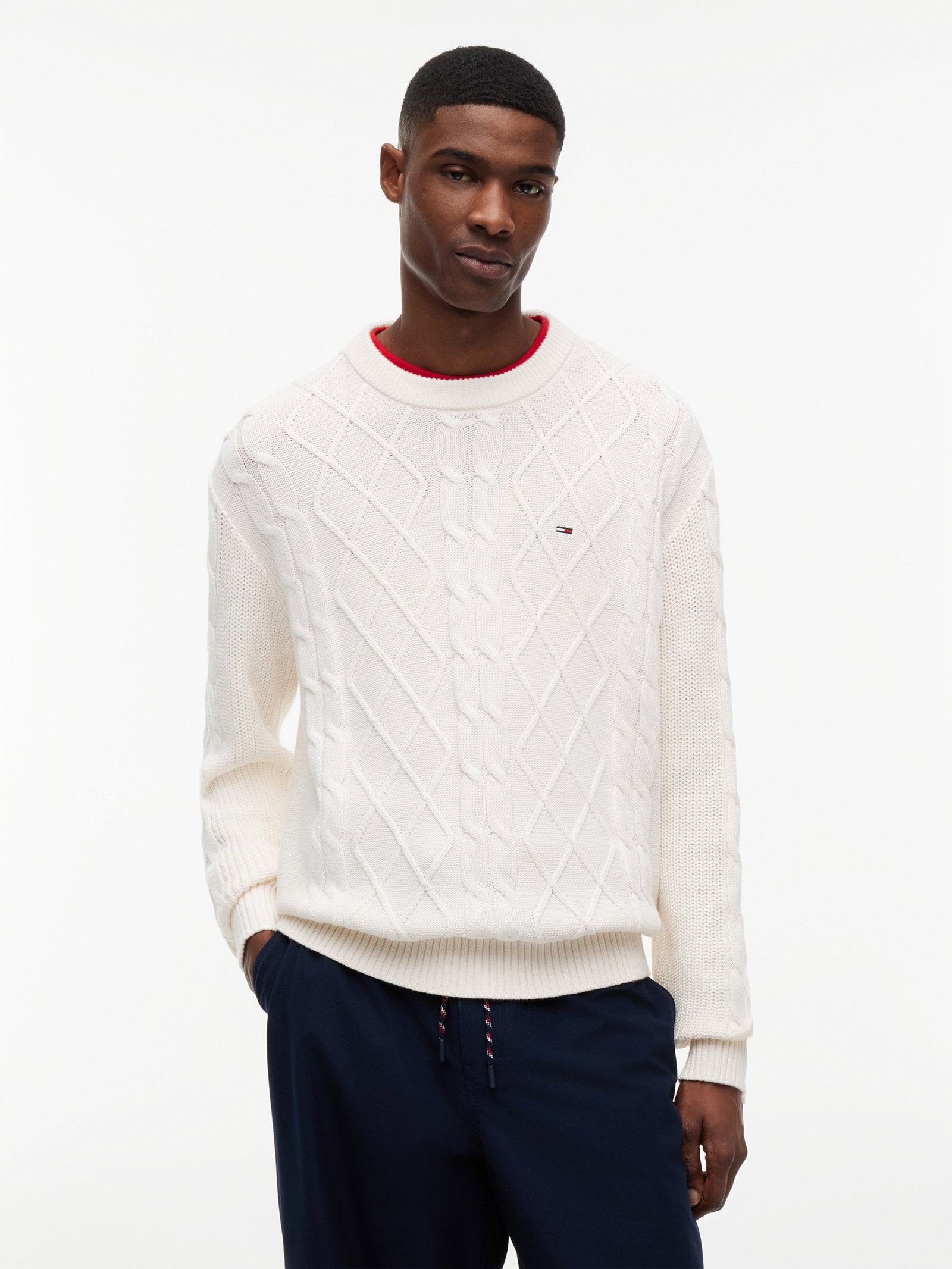 TJM REG CABLE KNIT SWEATER, WHITE #2
