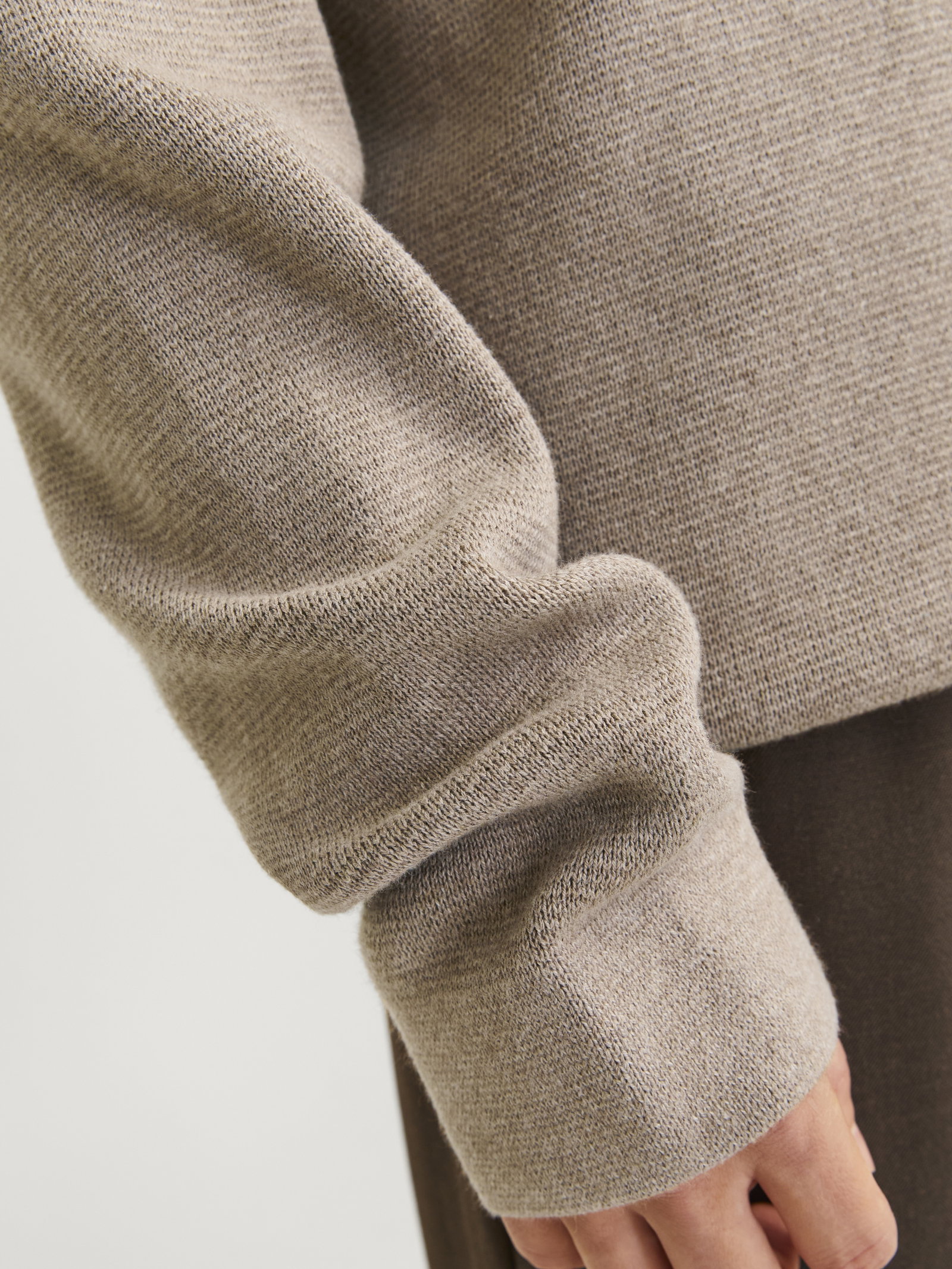JPRBLAMILANO STITCH KNIT CREW NECK, Greige/Melange #6