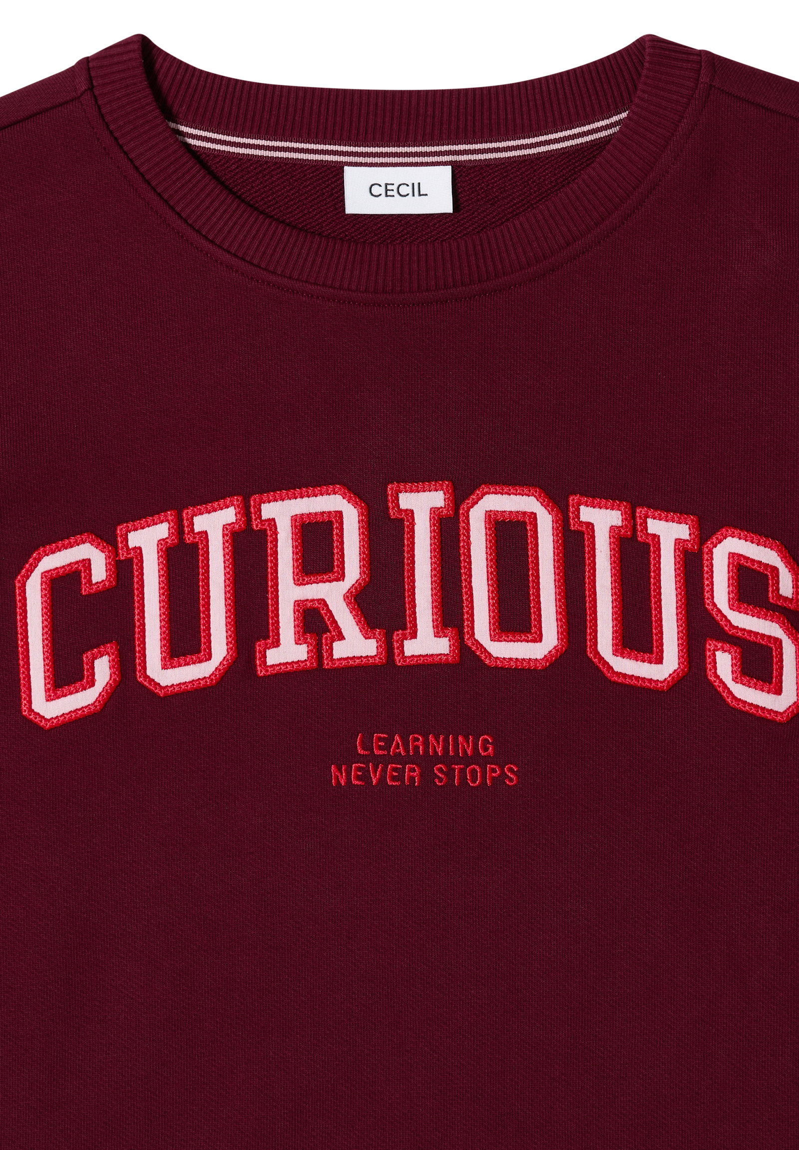 TOS Sweatshirt with Embroidery, red wine #2