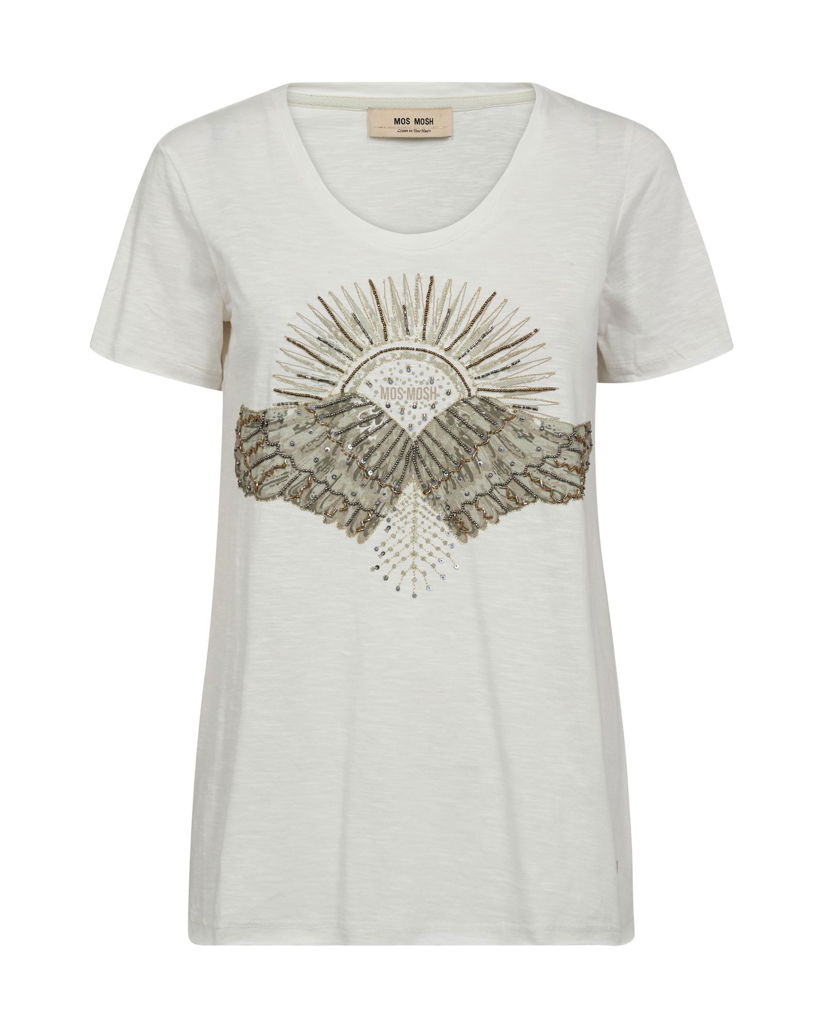 Mos Mosh |  MMNadine O-SS Deco Tee | XL | celadon tint
