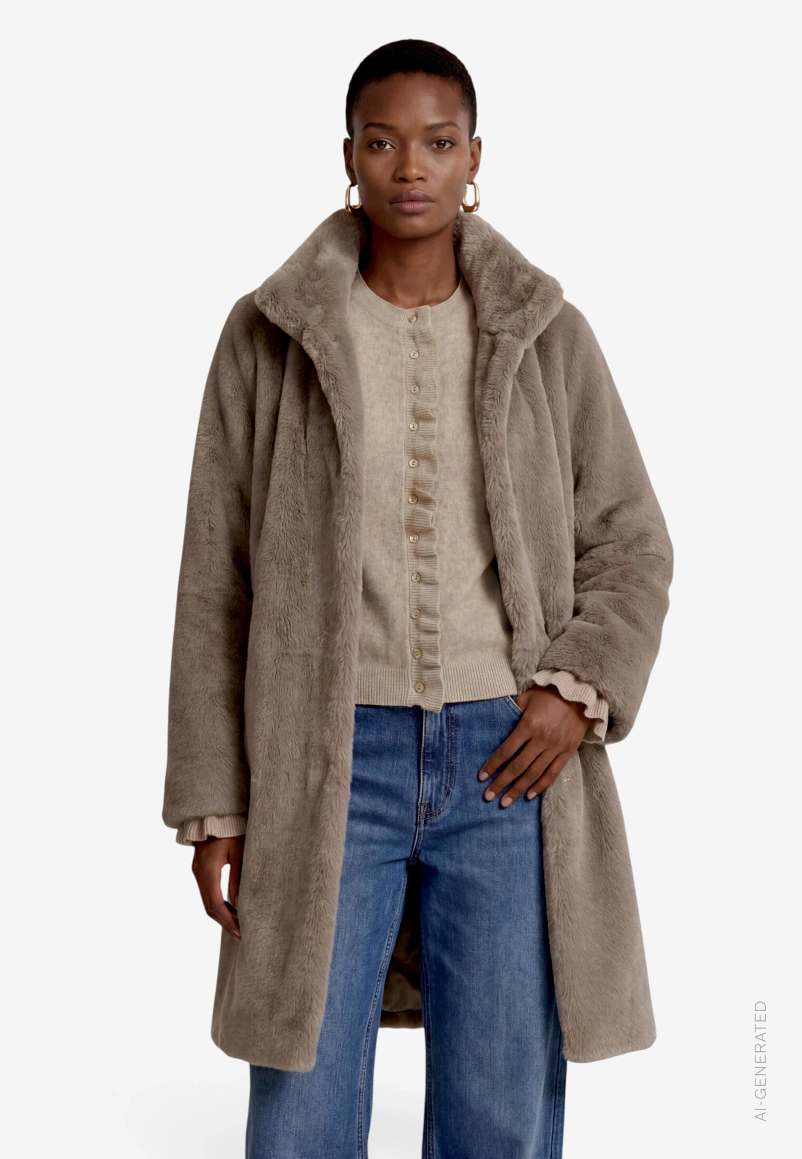 Mantel Plüsch, Desert Taupe #2