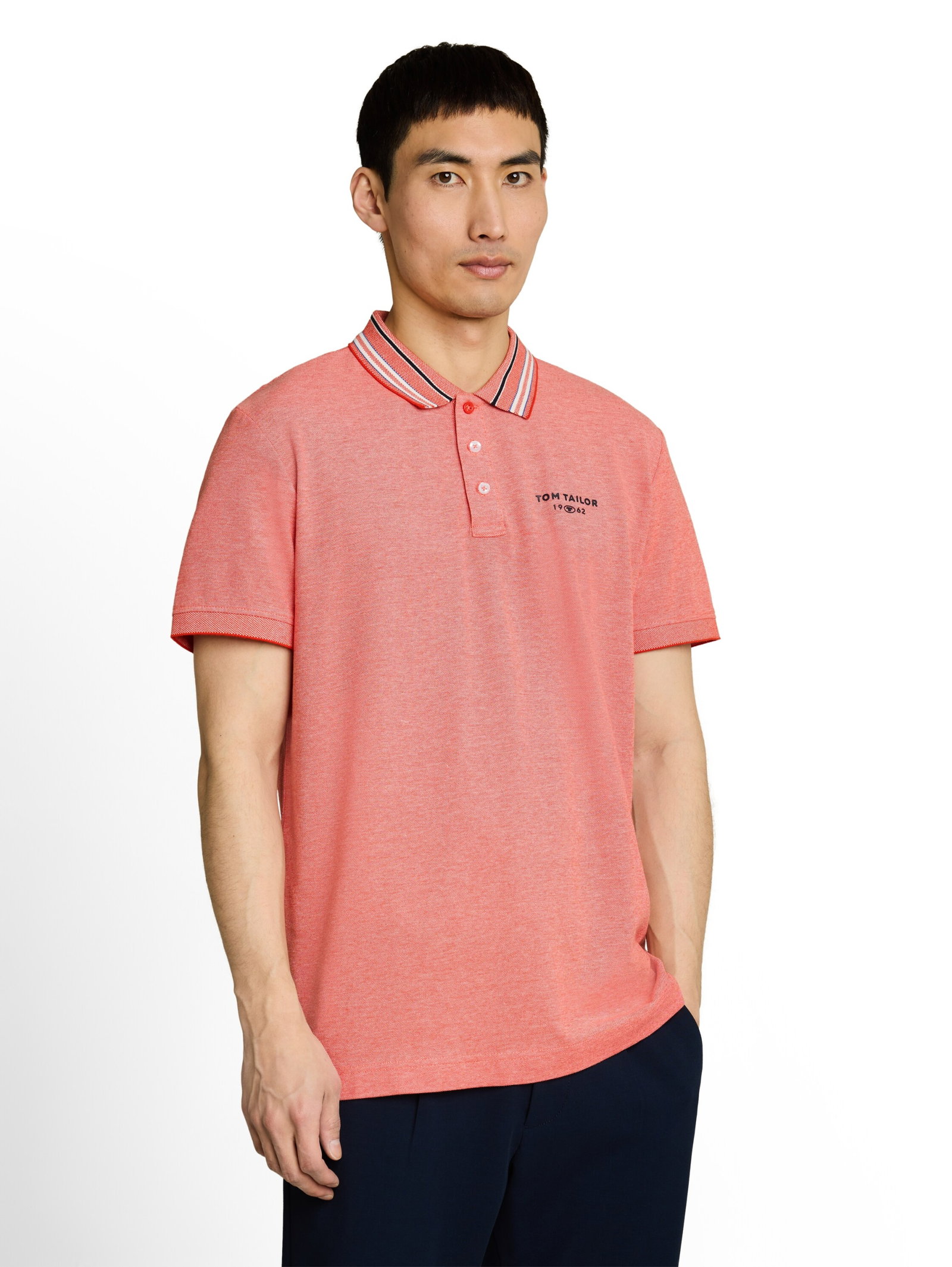 contrast polo, orange red #6