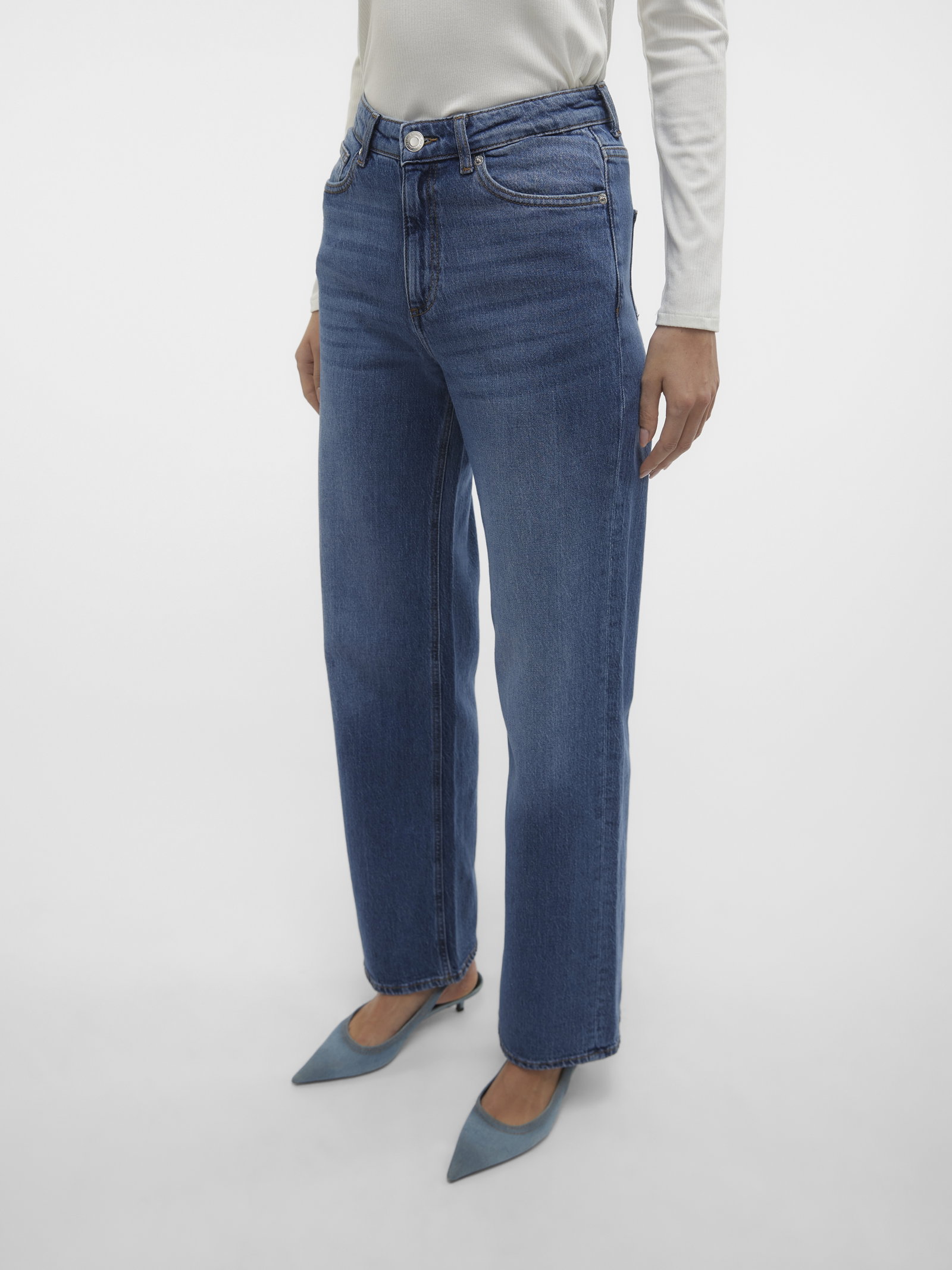 VMTESSA HR WIDE JEANS RA380 GA NOOS, Medium Blue Denim #2