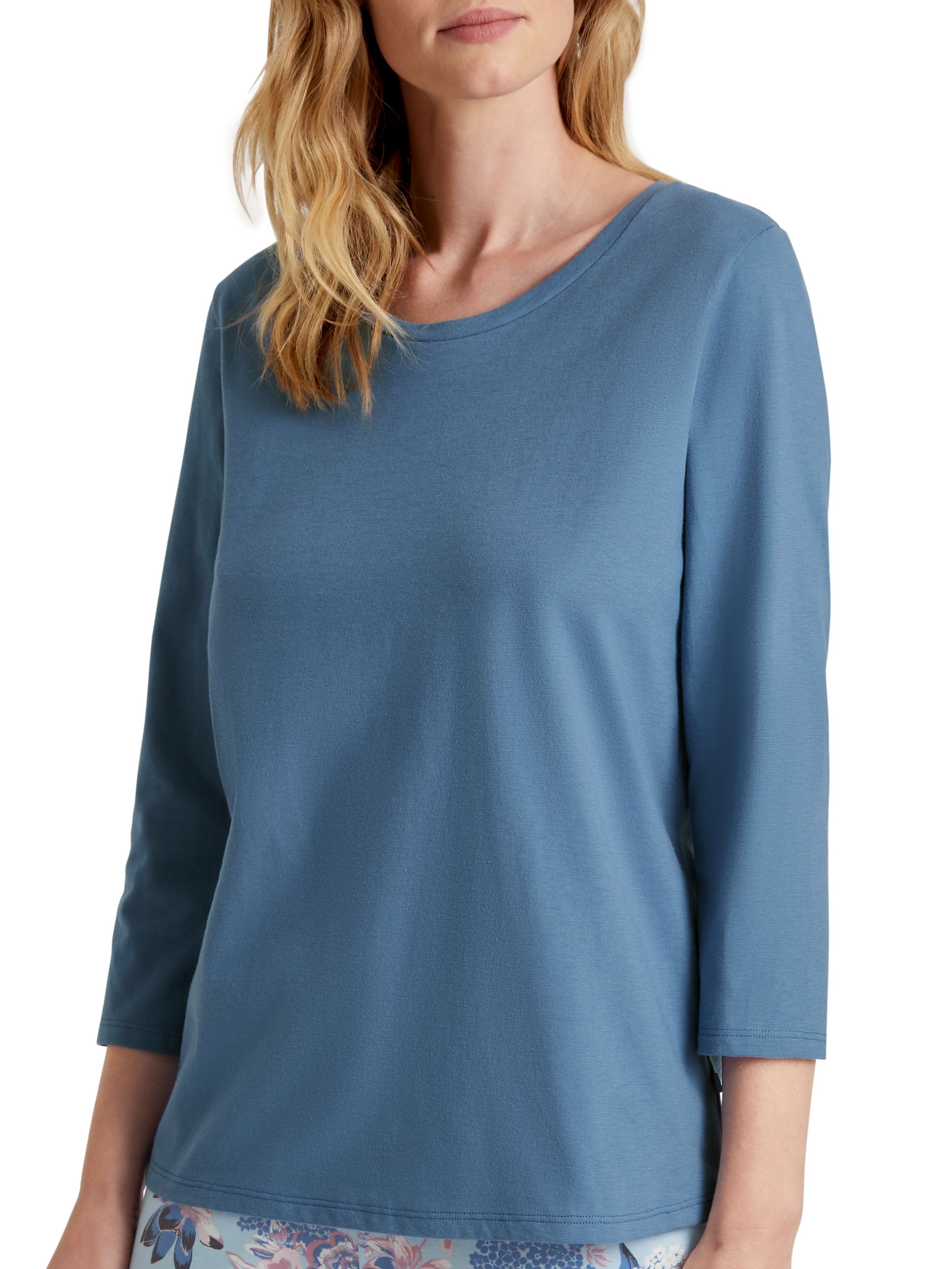 Calida |  DAMEN Shirt 3/4-Arm, blue cotton | M