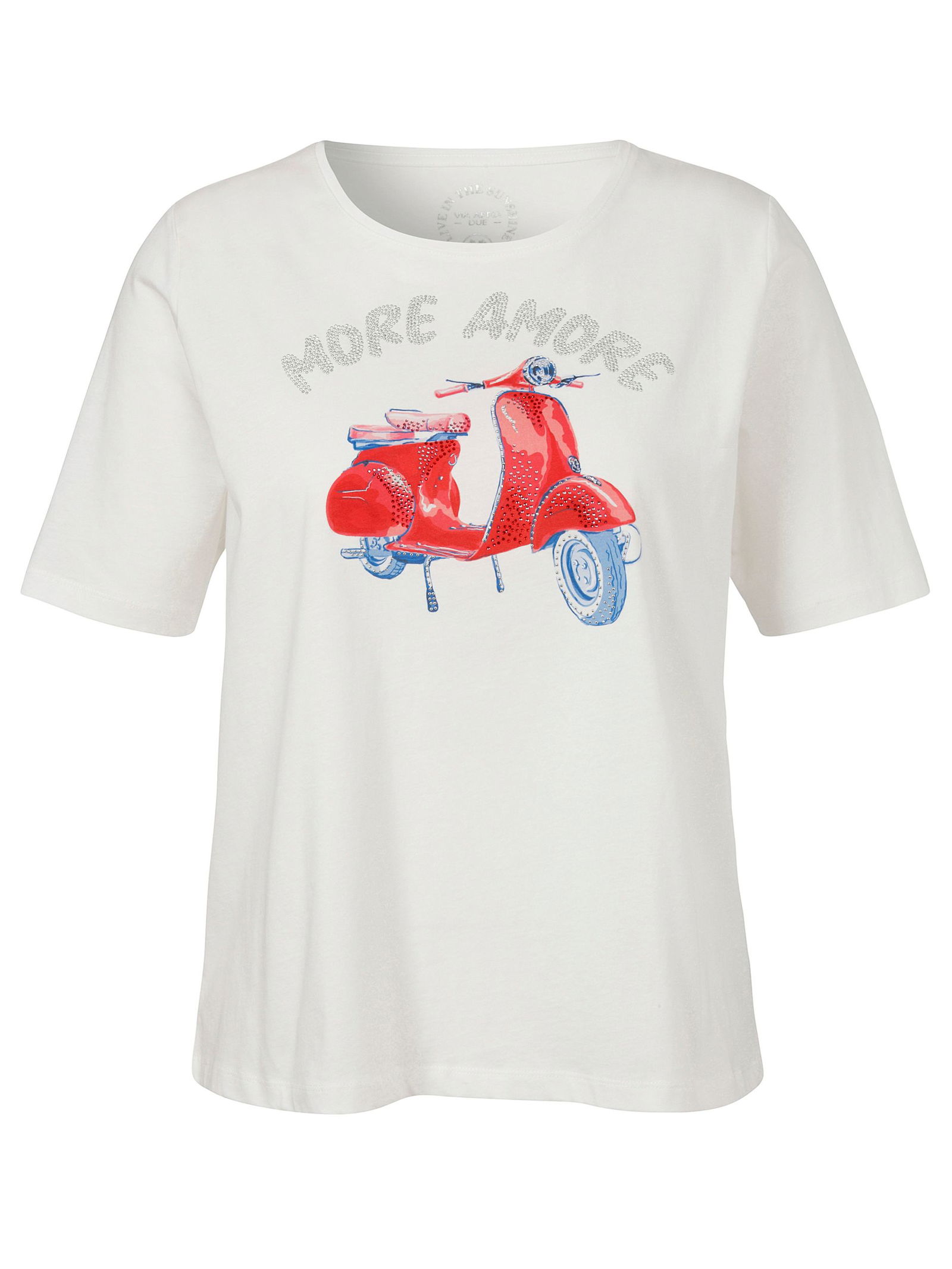 1142f9398bc887056317c9b9641d3bad VIA APPIA DUE | T-Shirt Rundhals 1/2 Arm Motiv Strass | 48 | ecru multicolor