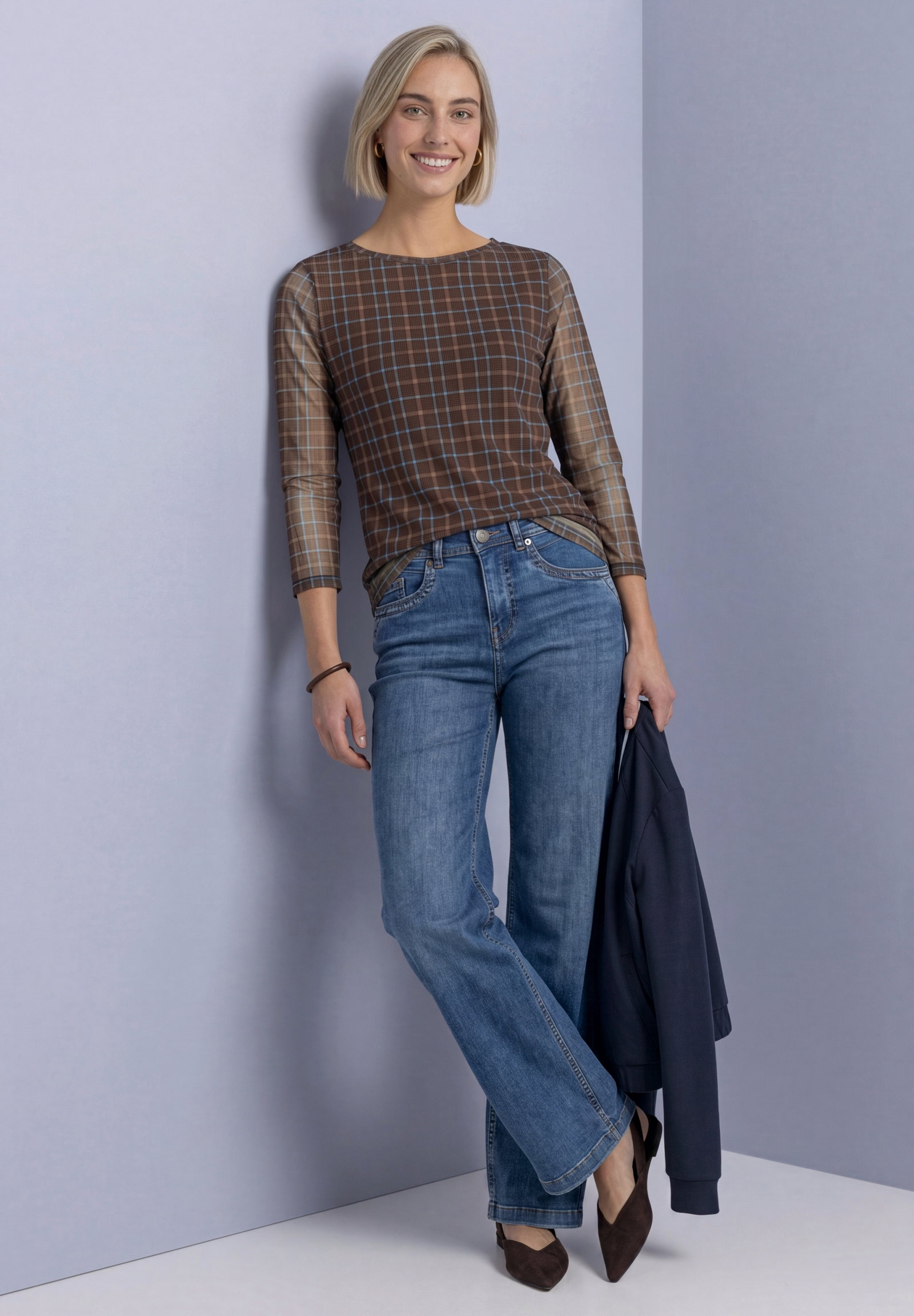 LTD QR printed mesh shirt w.3/, silk brown #5