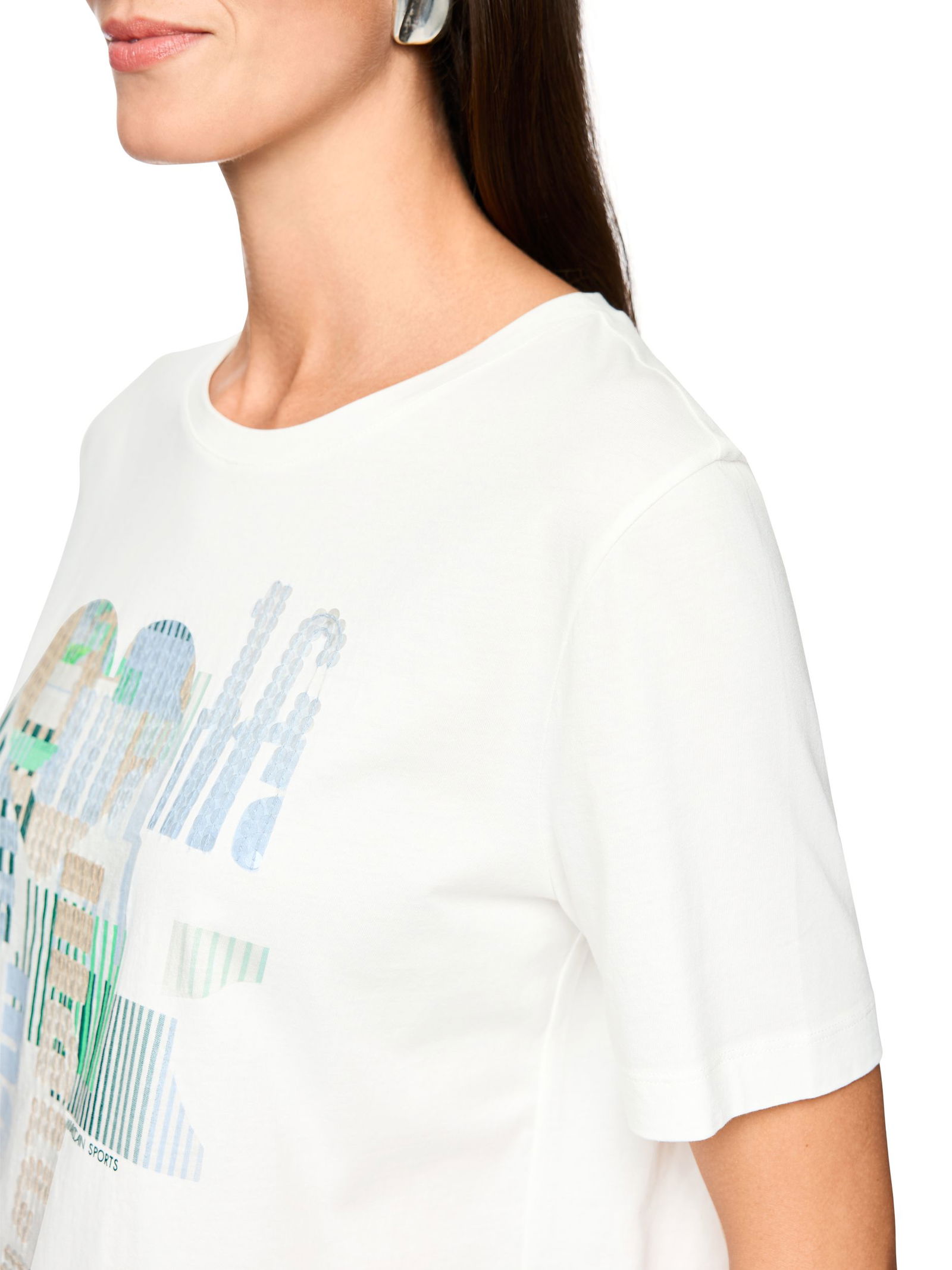 Marc Cain Sports |  Locker geschnittenes Baumwollshirt | 38 | off-white