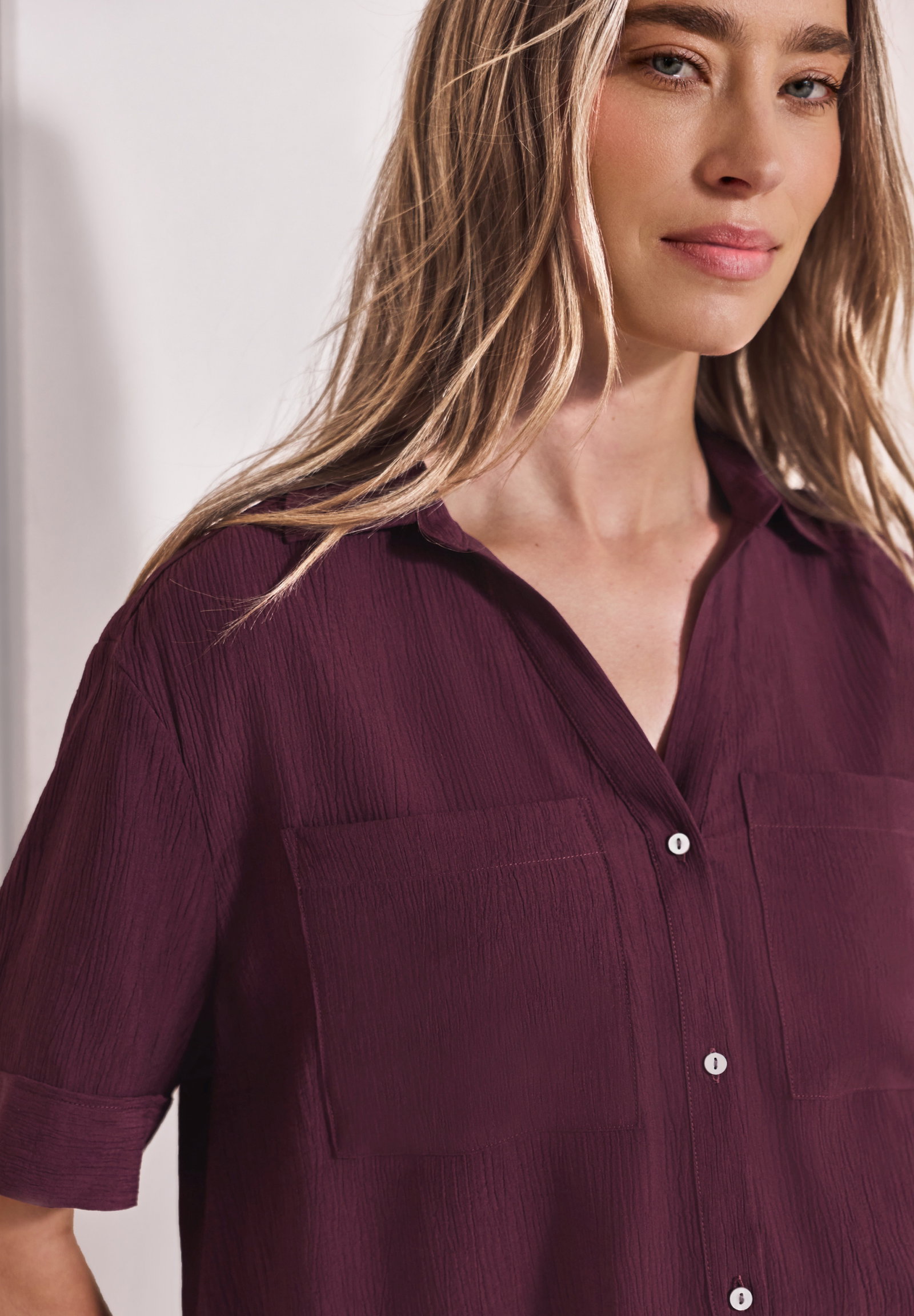 LTD QR Buttoned shirtcollar bl, rustic rouge #6