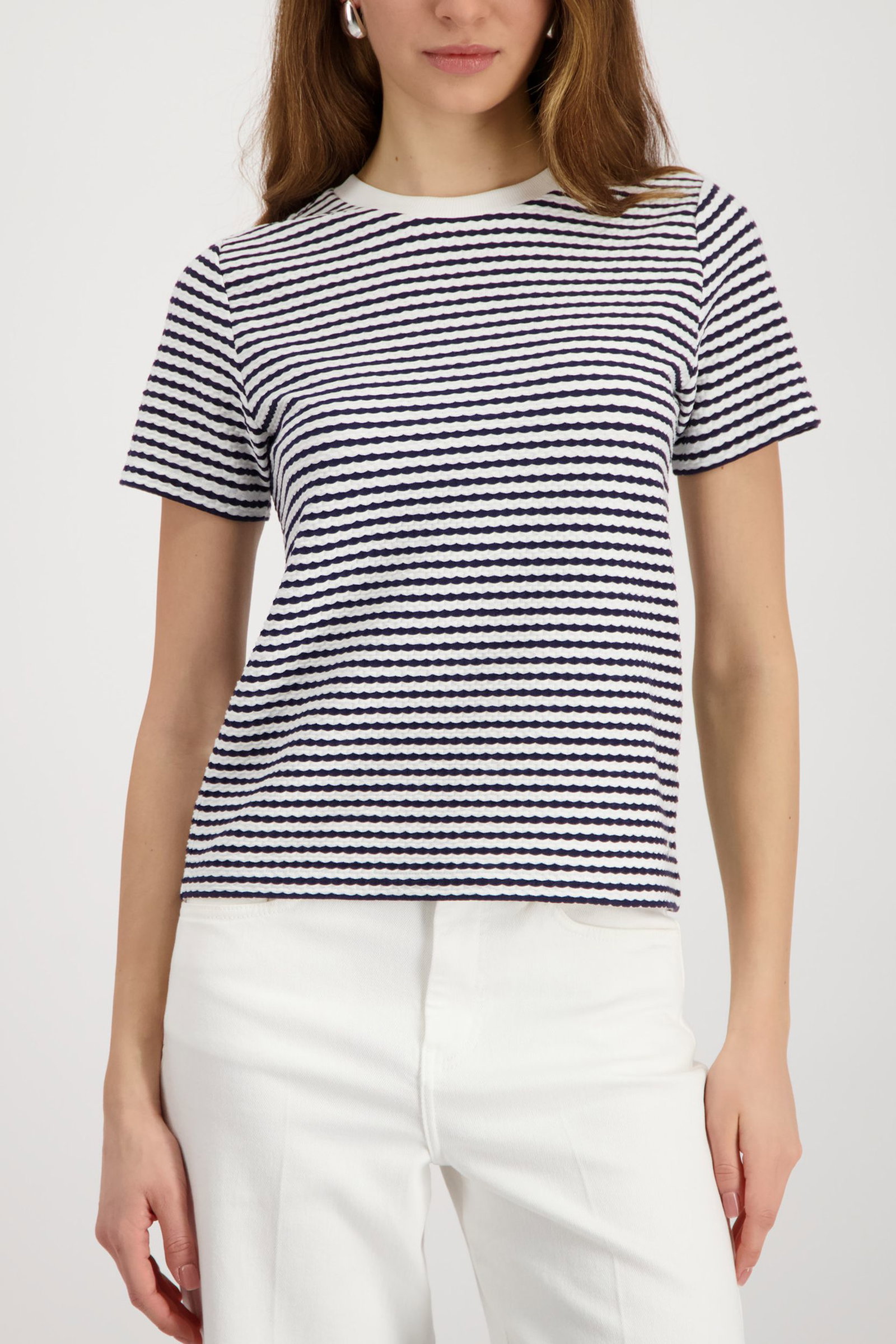 Monari |  T-Shirt, marine ringel | 36