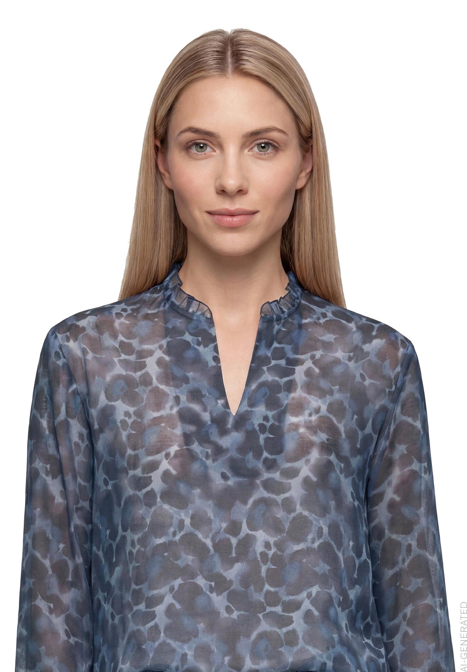 Bluse Lang 1/1 Arm, Blue/Brown #6