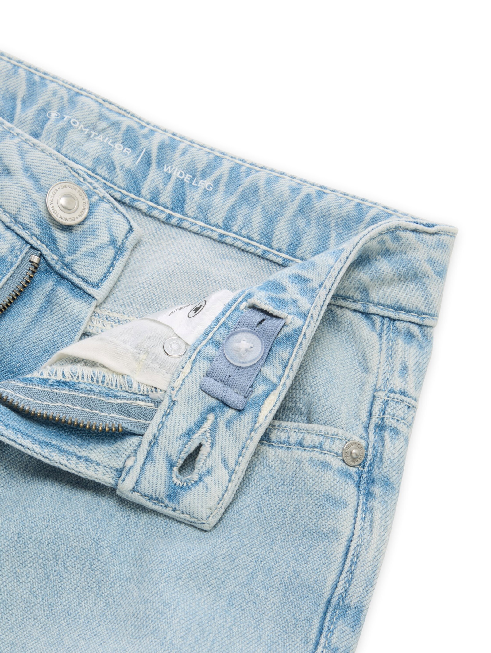 wide leg turn-up denim, Bleached Blue Denim #3