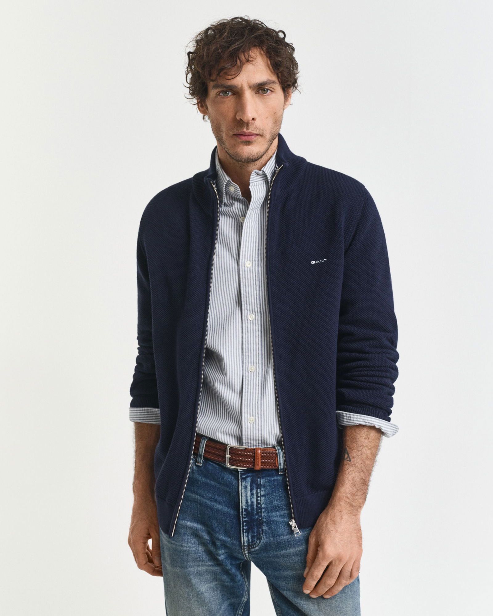 2a2714a6533bf9580a3ec82cfa94d168 Gant | Gant Strickjacke aus Baumwoll-Piqué | L | evening blue