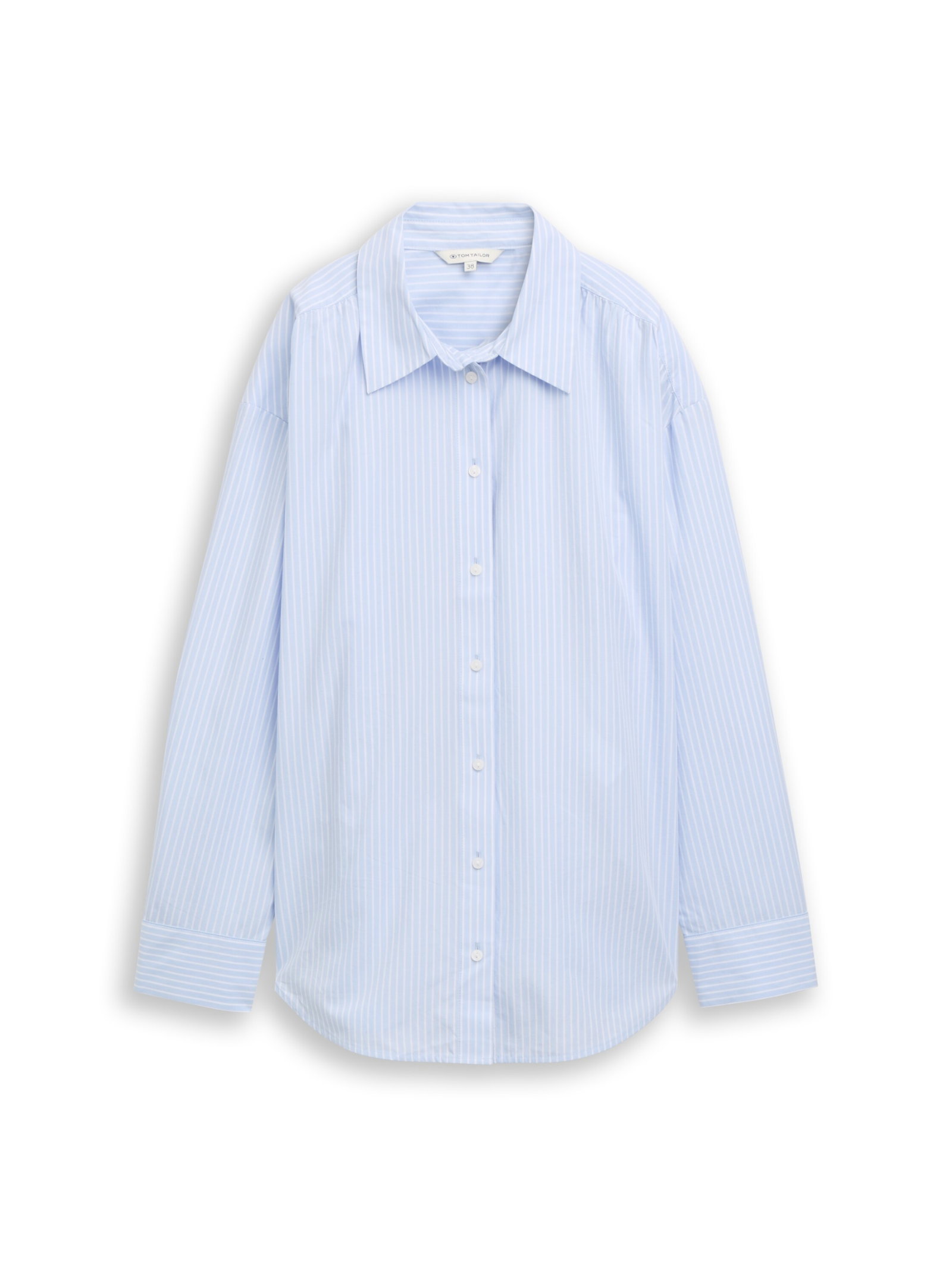 blouse poplin shirt, mid blue white stripe #1