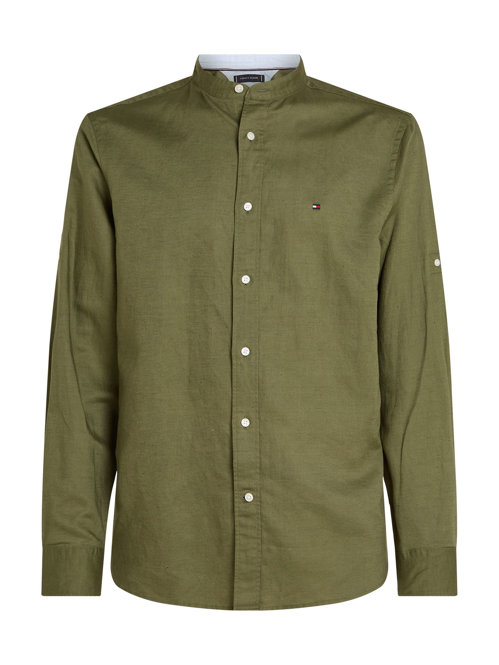  |  LINEN BLEND MAO COLLAR SHIRT | XL | sandalwood