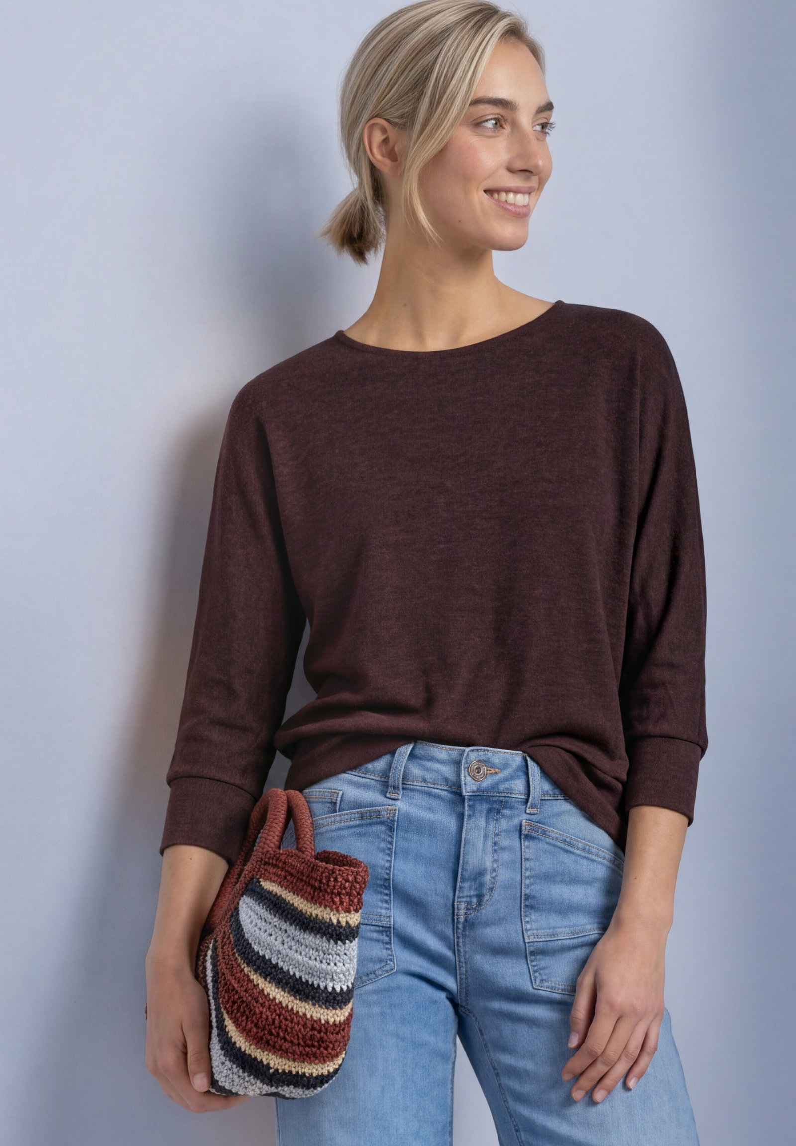 melange batwing shirt, rustic rouge mel. #3