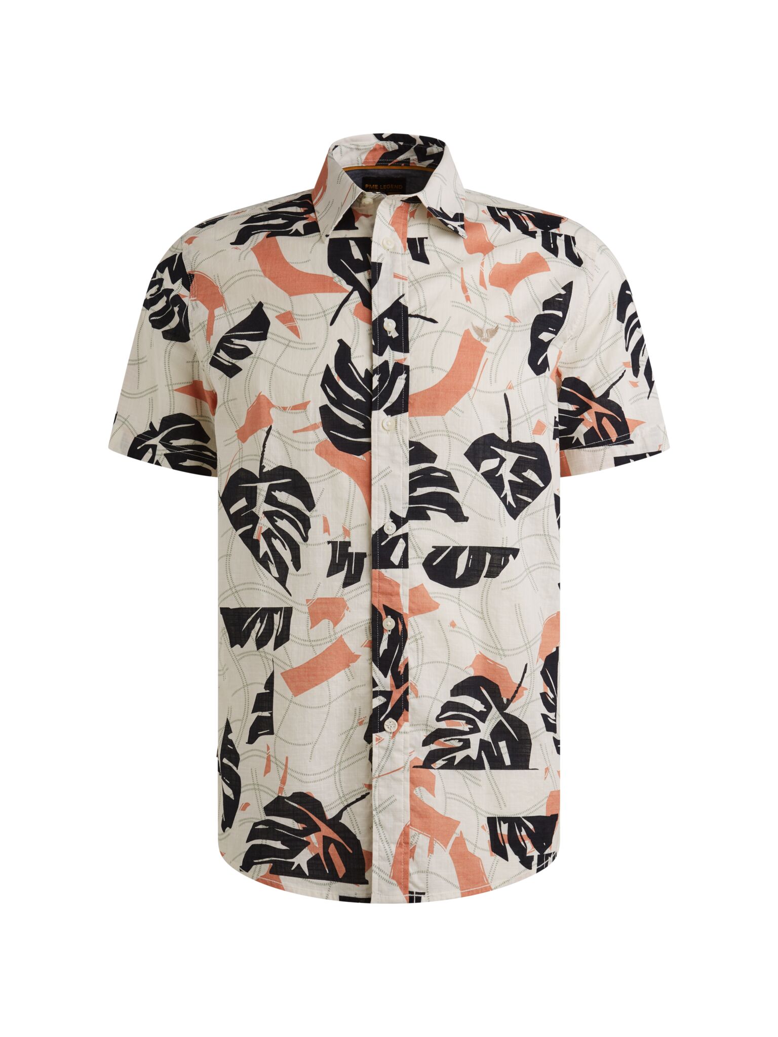Short Sleeve Shirt Print on Cotton, Egret #1