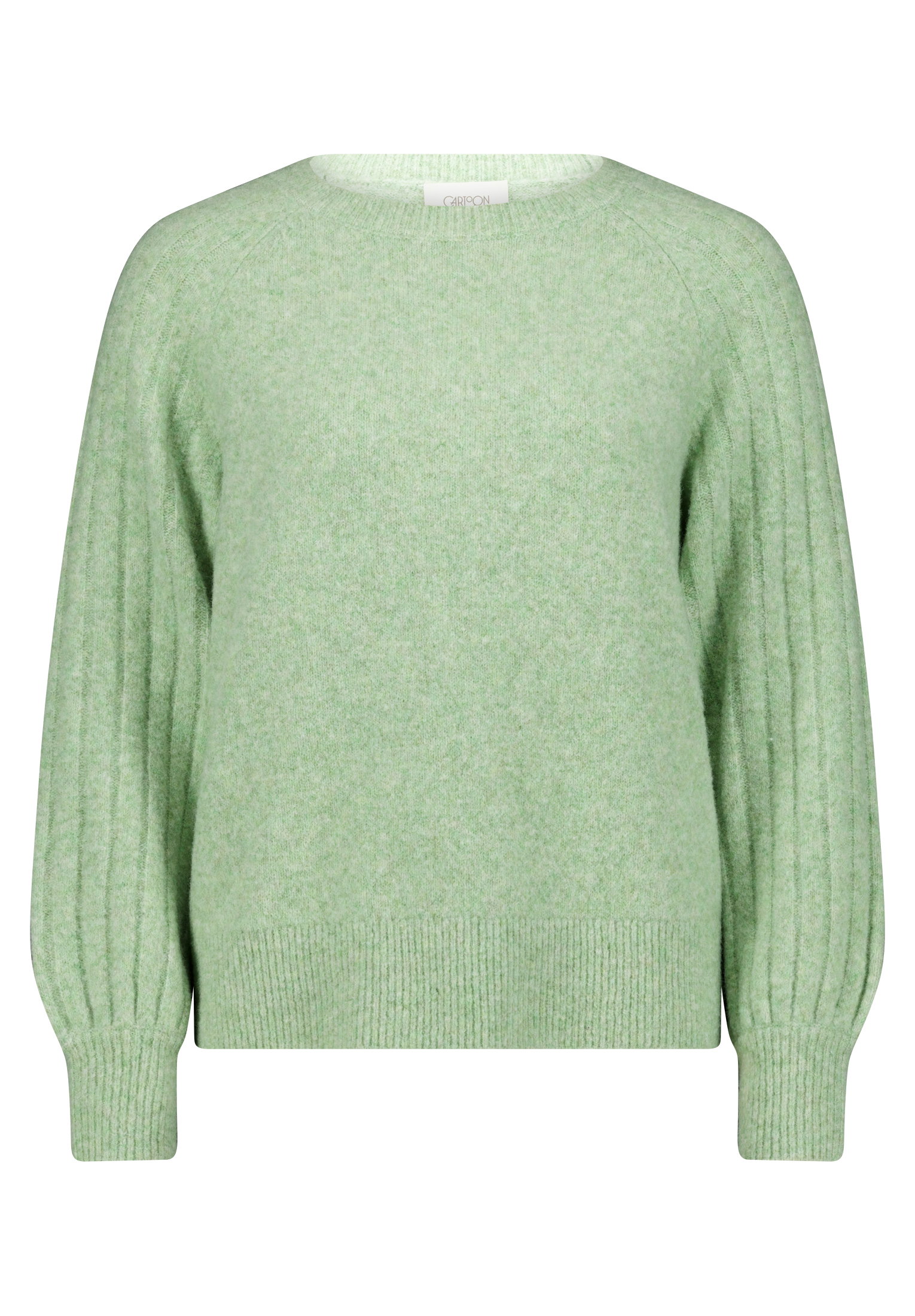 Strickpullover Kurz 1/1 Arm, Green Melange #1