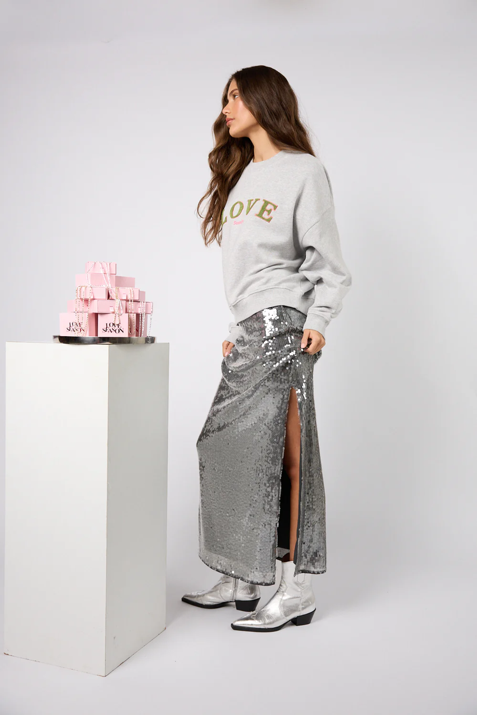 Oh April Regular Sweater Love Grey Melange #2