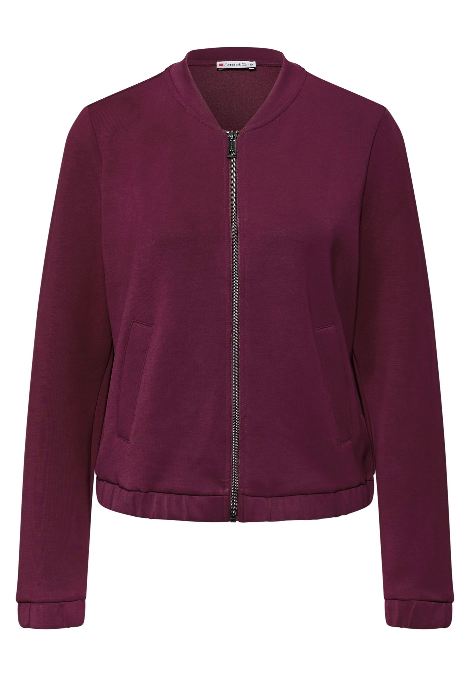 0005736576cec3212fd074f0317ede67 | EOS_Silk look short zipper jac, noble red | 44