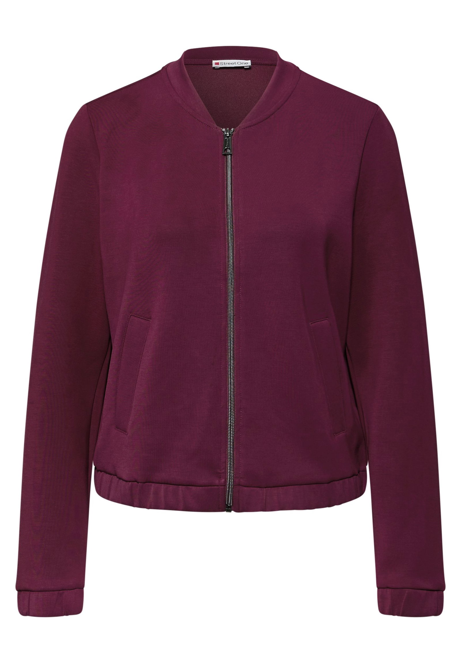 0005736576cec3212fd074f0317ede67 | EOS_Silk look short zipper jac, noble red | 44
