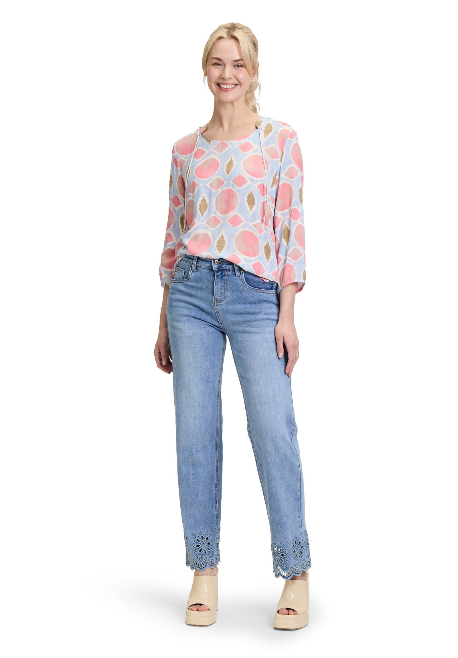Cartoon |  Cartoon Druckbluse  | 40 | rosé/blue