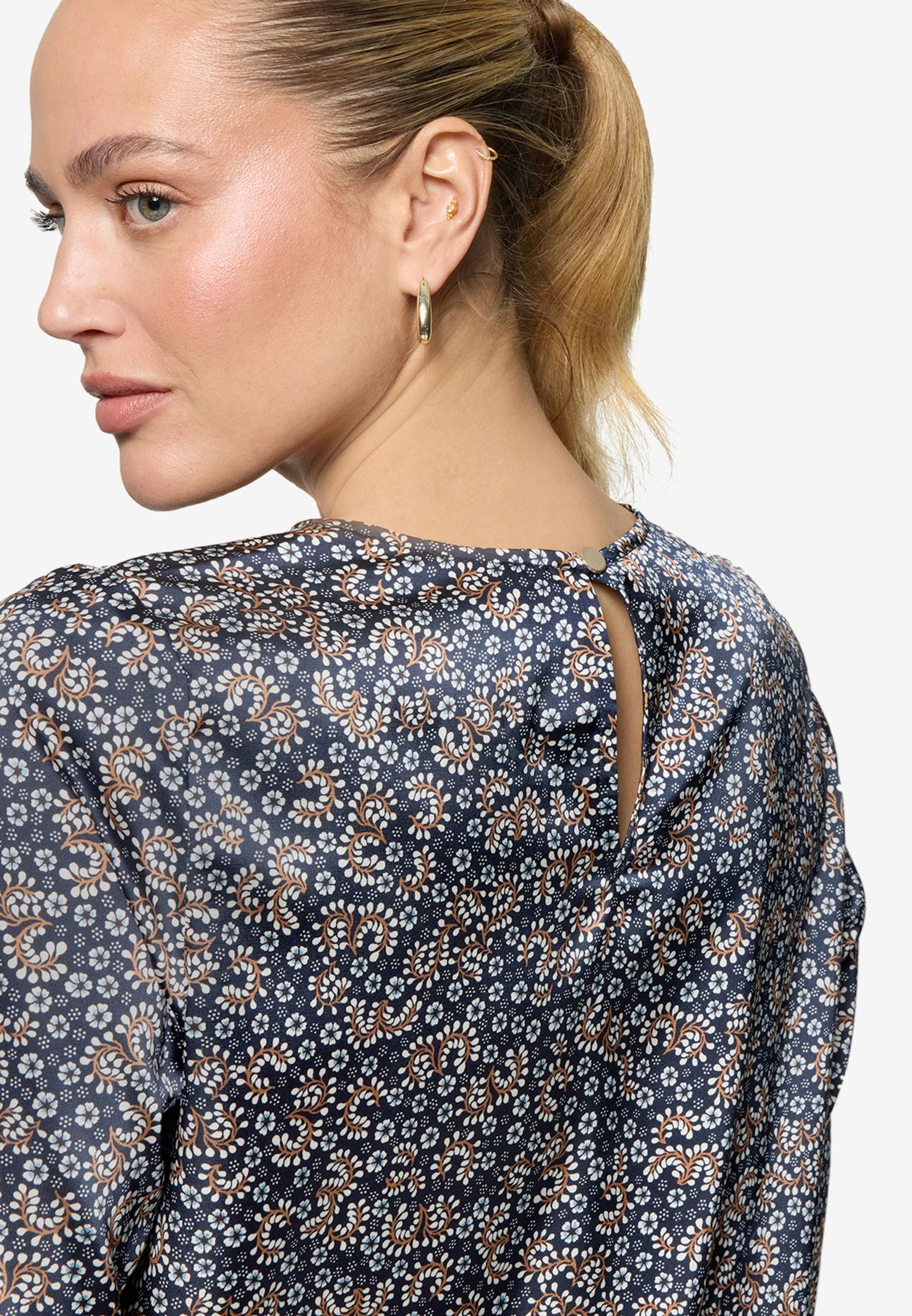 Zero |  Zero Druckbluse  | 34 | dark bluecream