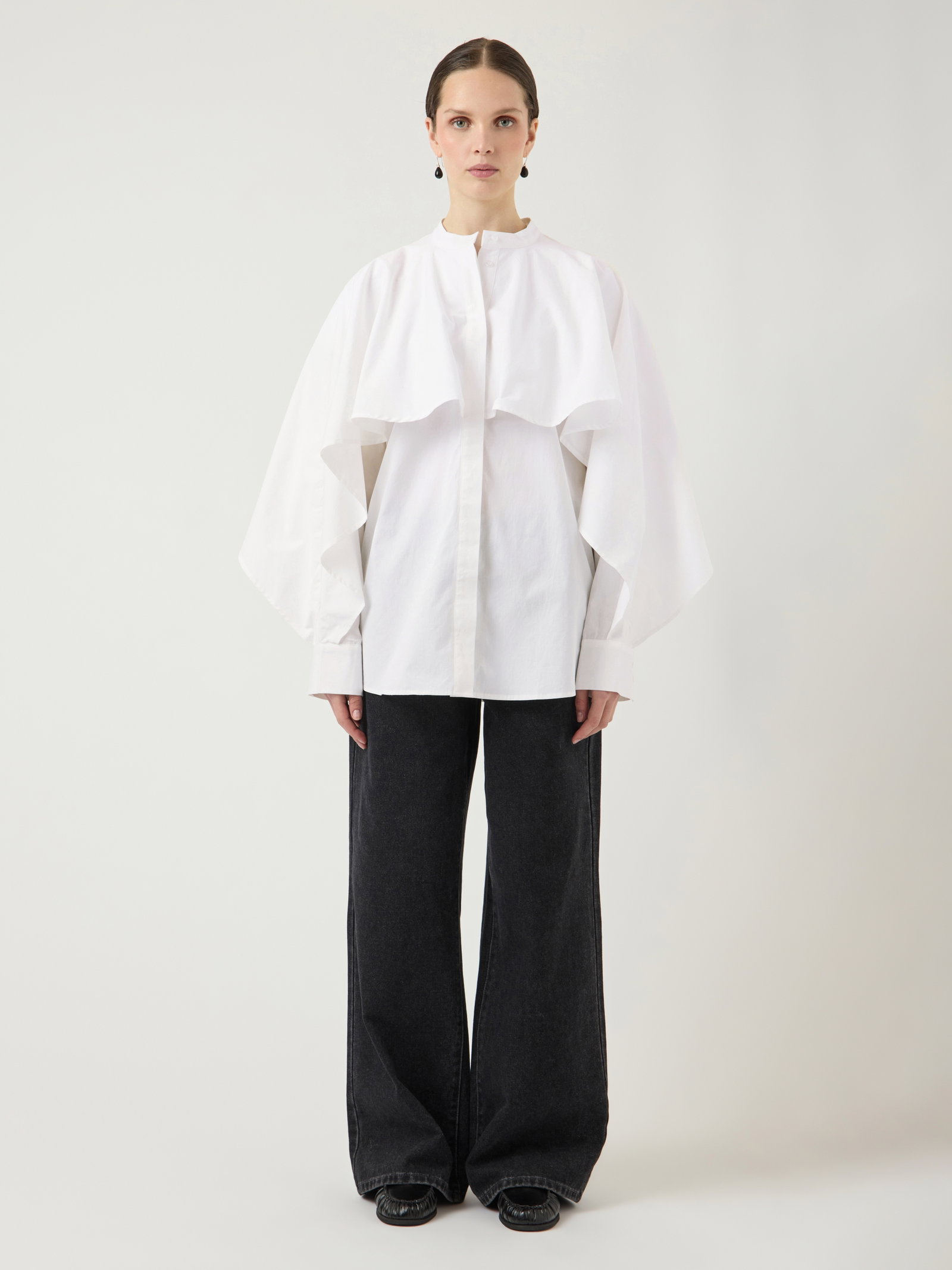 YASLAU LS CAPE SHIRT - EX, Star White #6