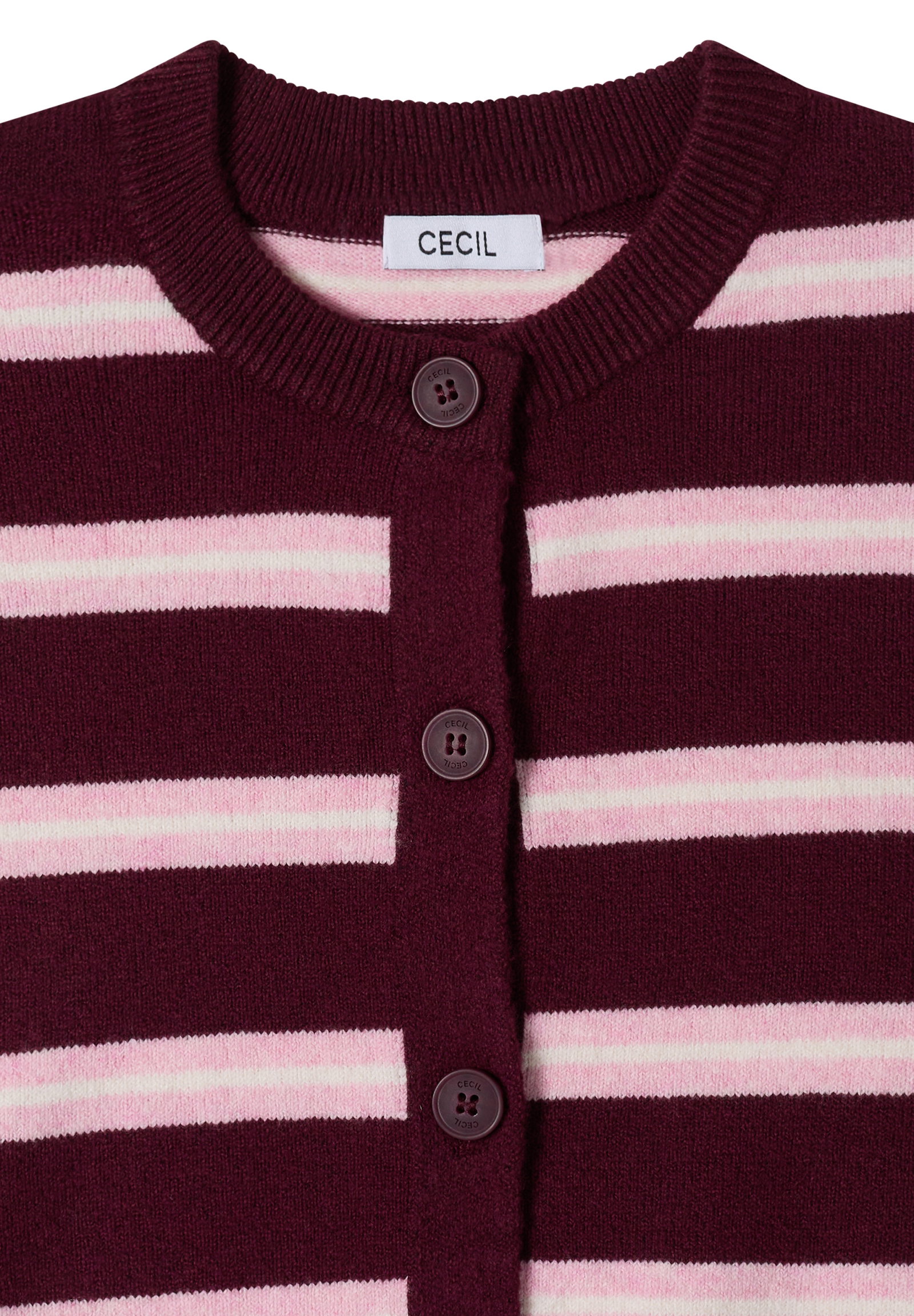 Striped cosy round neck, red wine #2