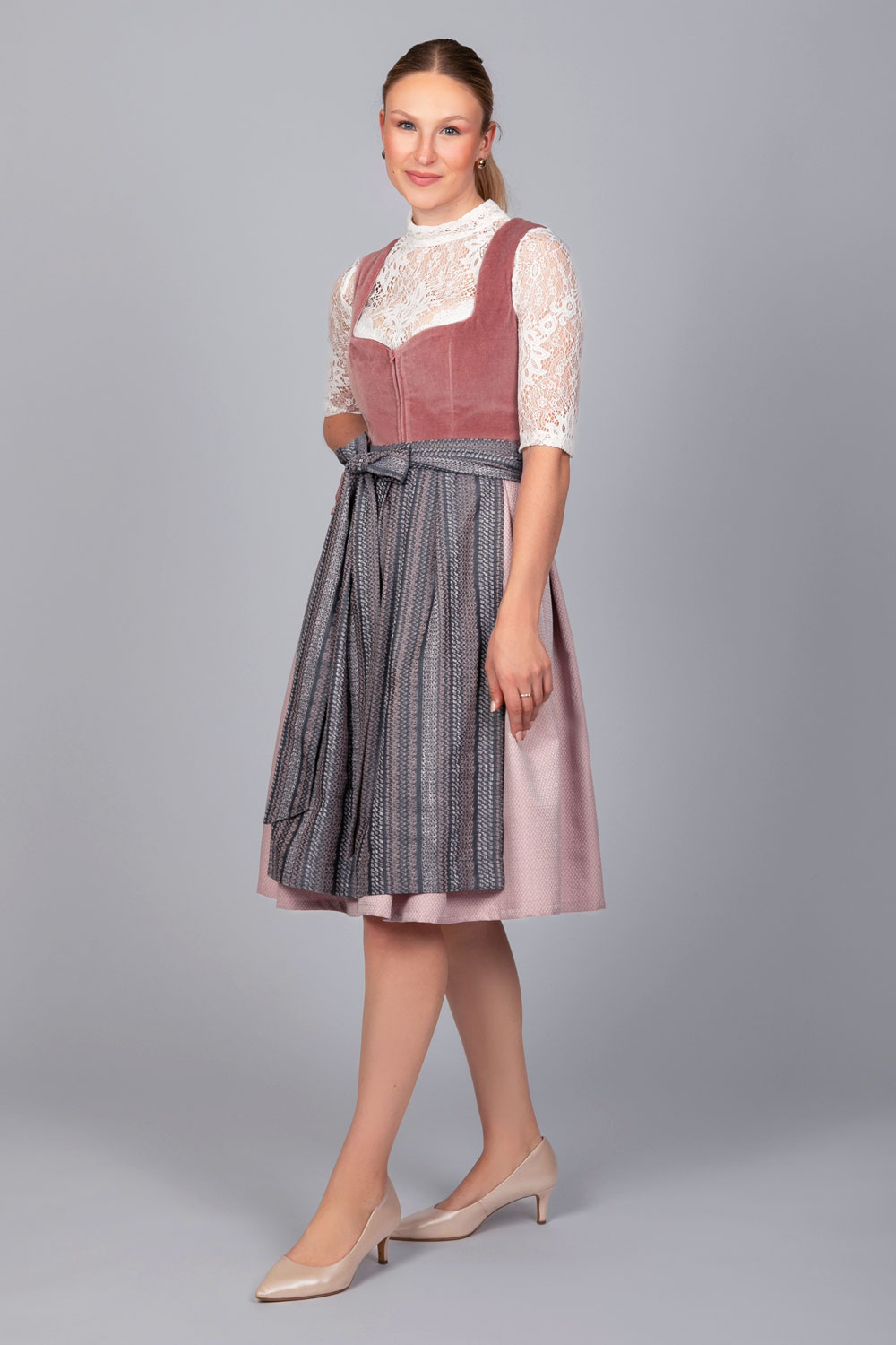 Edelnice Midi Dirndl Marie Samt Altrosa #6