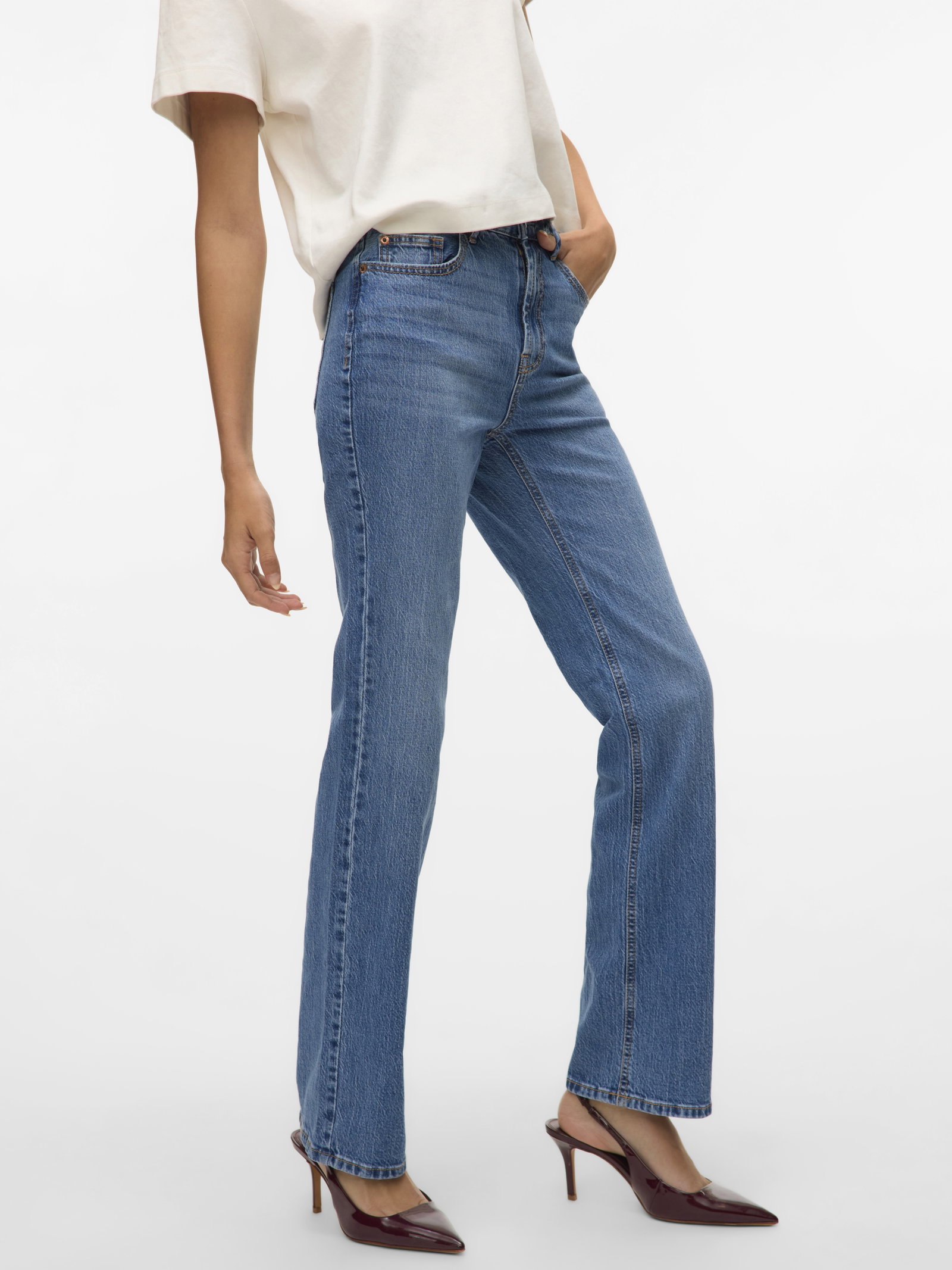 VMTESSA HR STRAIGHT JEANS LI3114 GA, Medium Blue Denim #5