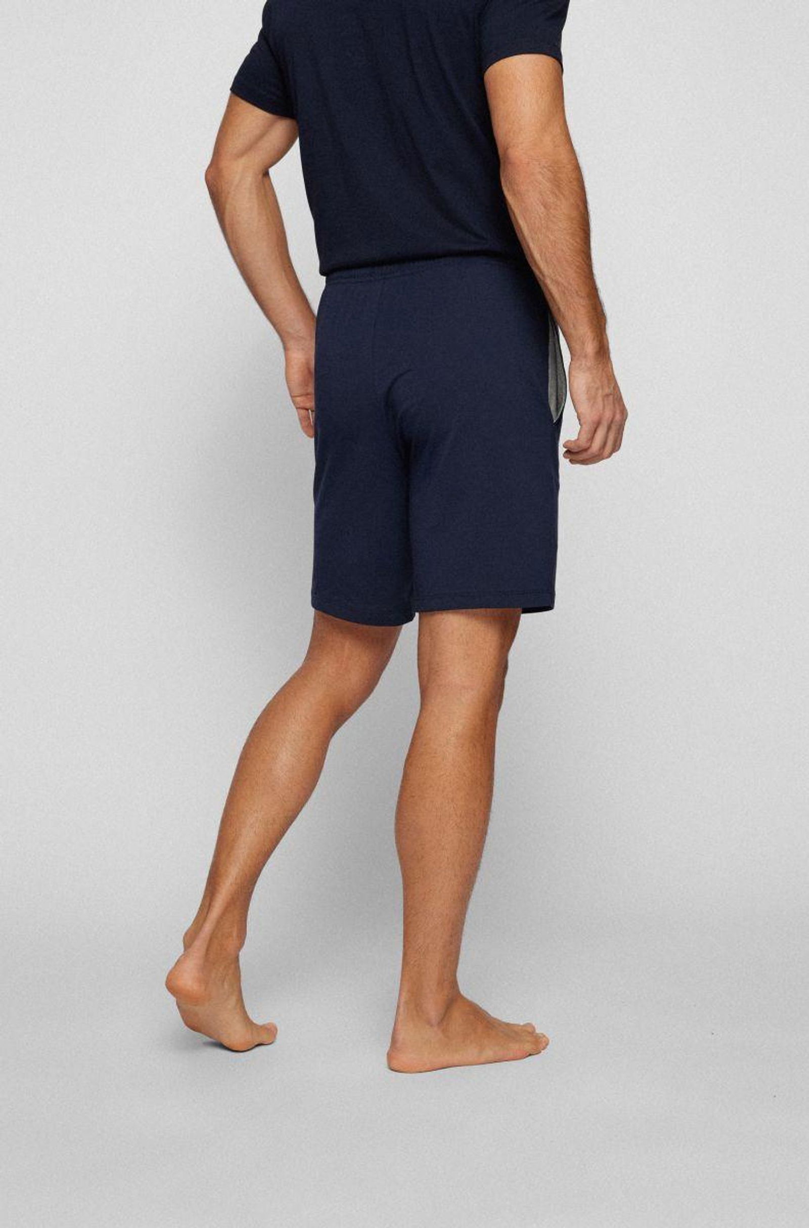 Shorts aus elastischer Baumwolle mit Kontrastlogo und Kordelzug