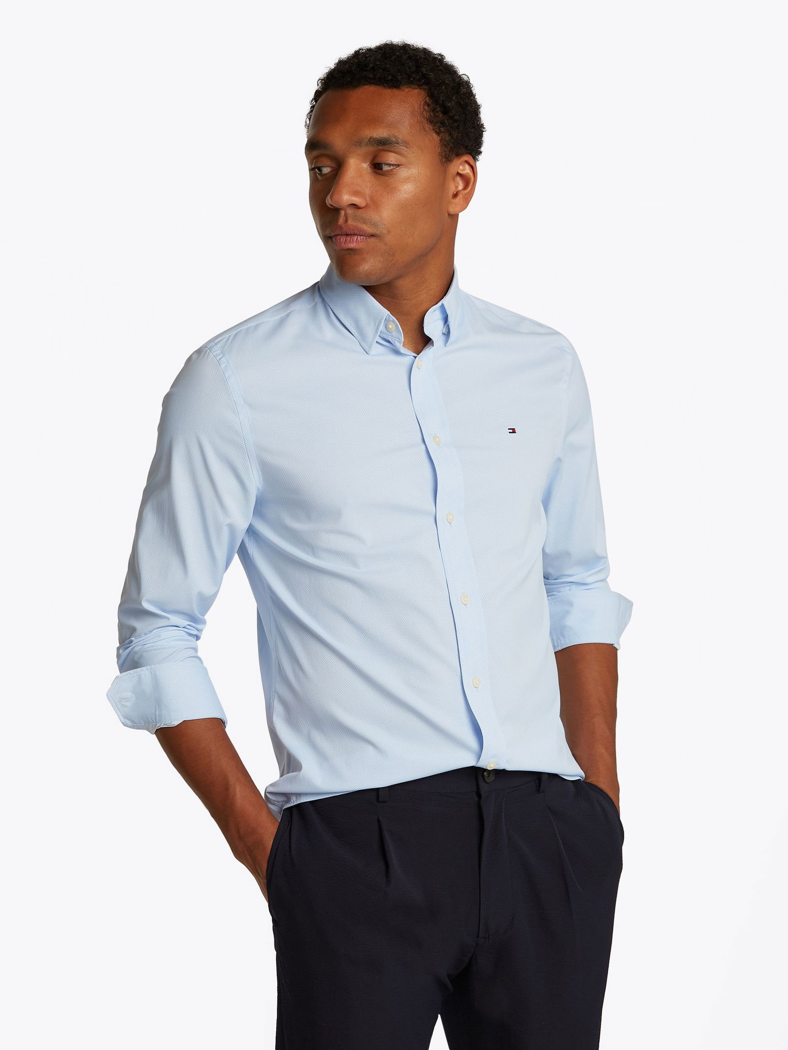 Tommy Hilfiger |  Tommy Hilfiger Hemd Regular Fit  | S | cloudy blue / yale navy / white