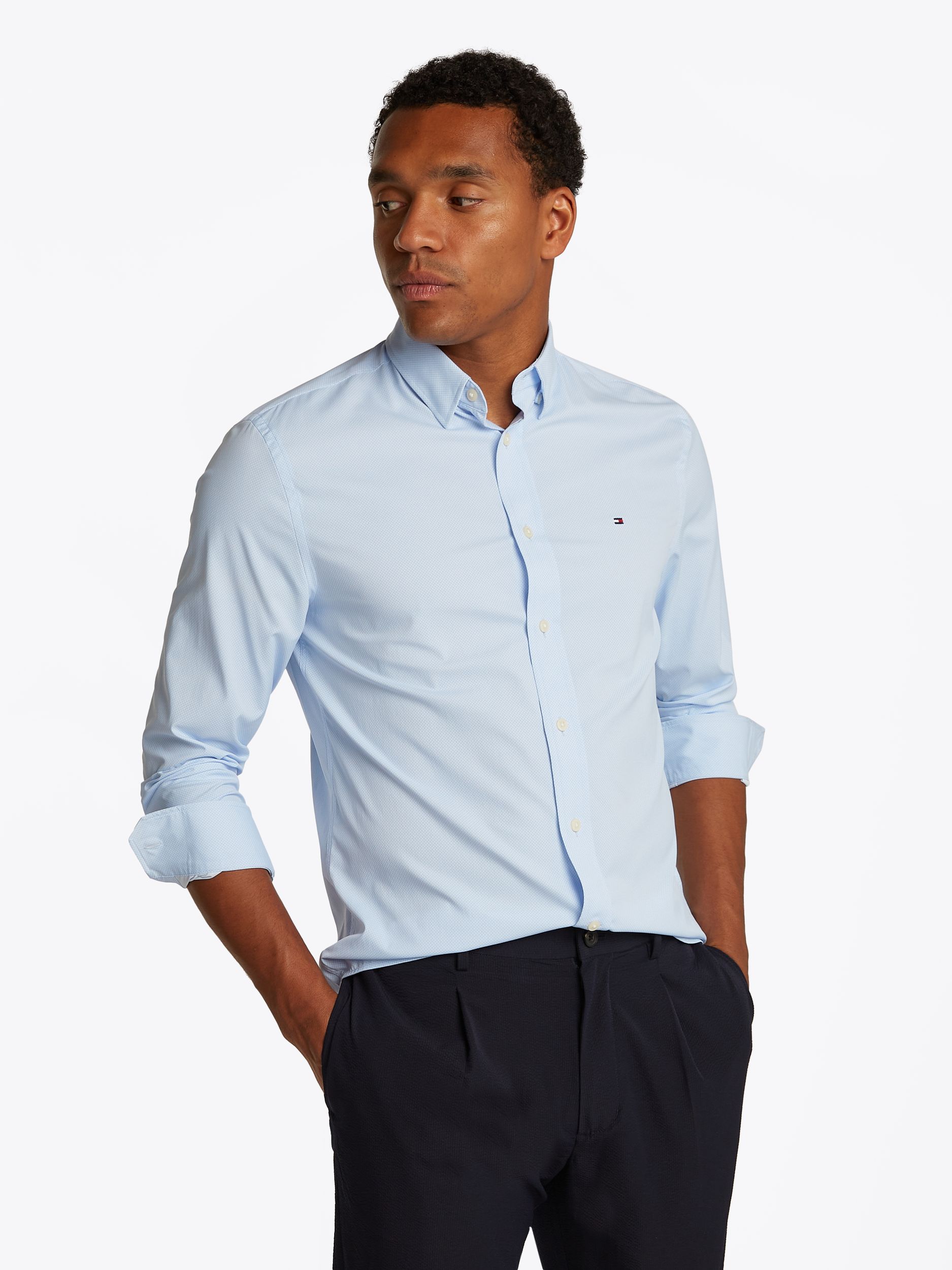 Tommy Hilfiger |  Tommy Hilfiger Hemd Regular Fit  | S | cloudy blue / yale navy / white