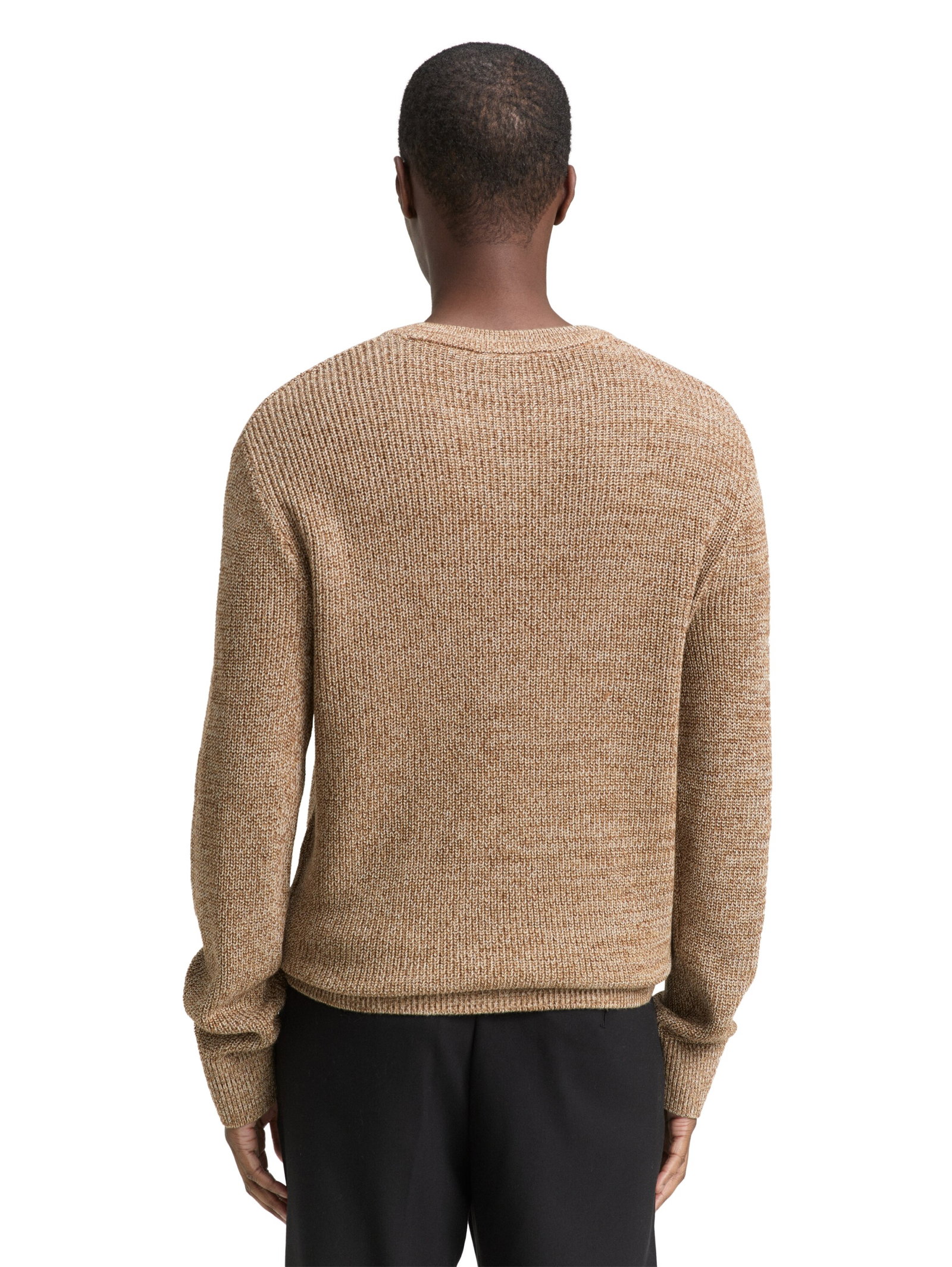 relaxed structure crew neck kn, brown tonal knit mouline #4