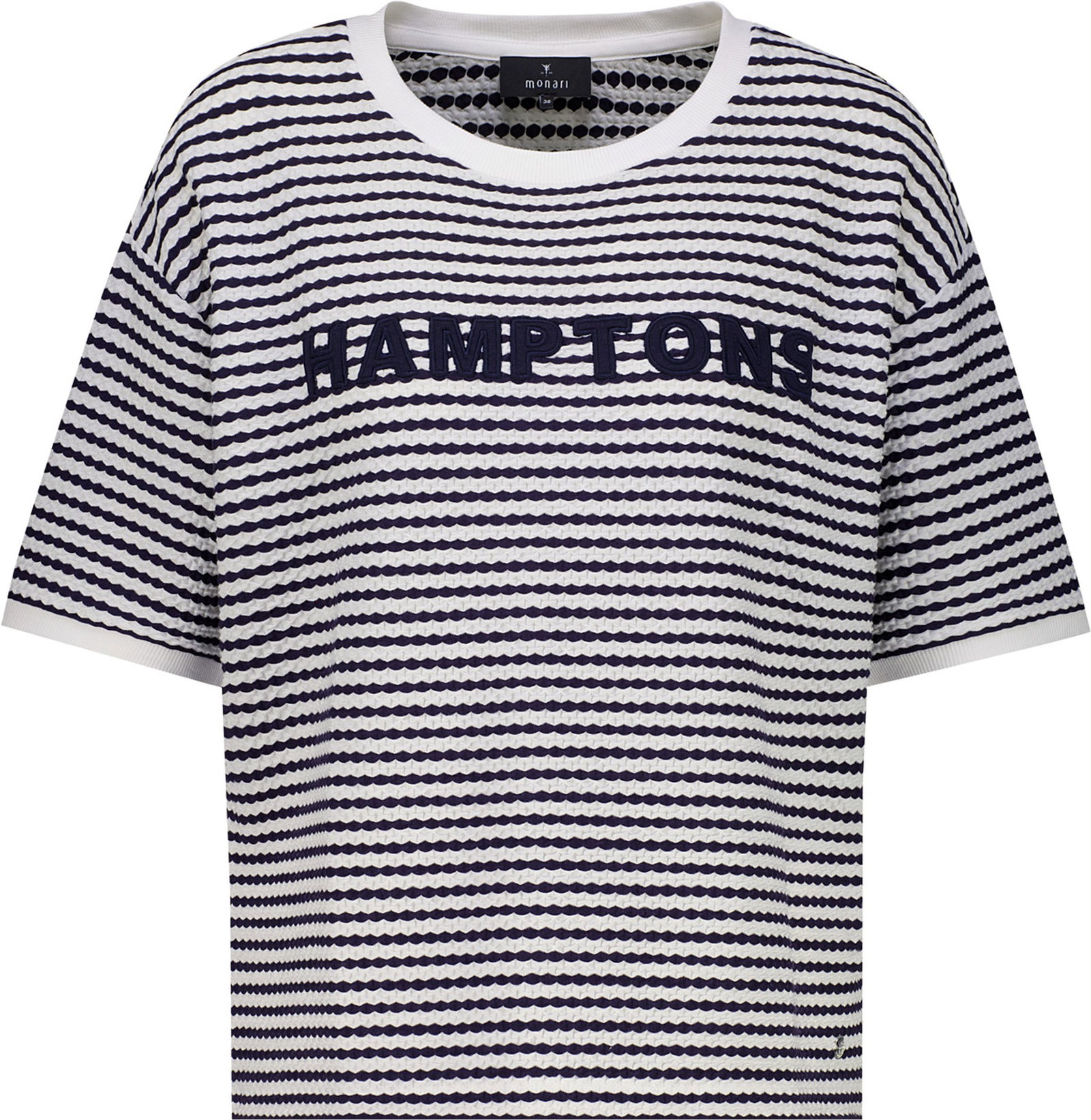 Monari |  T-Shirt, marine ringel | 36