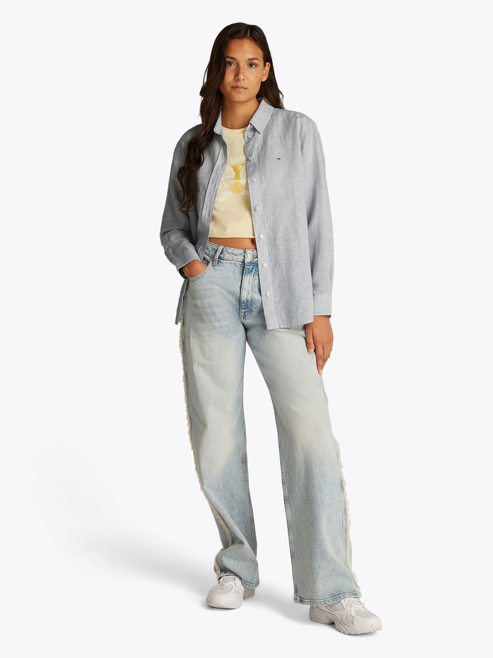 Tommy Jeans |  Tommy Jeans Druckbluse  | L | breton stp/ desert sky/ ecru