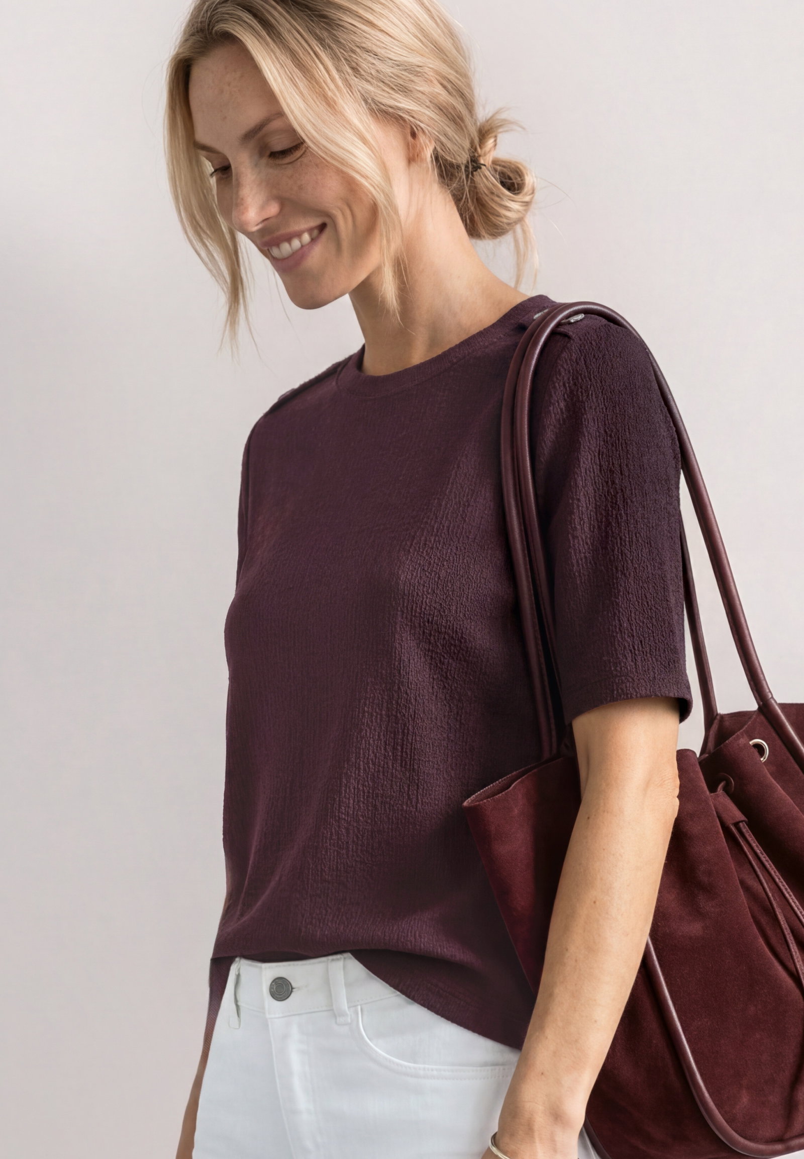 structure shirt w.deco buttons, rustic rouge #3