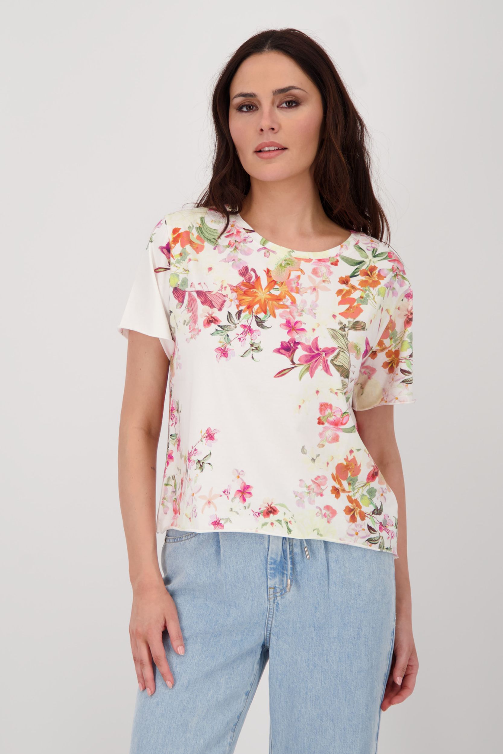 Monari |  T-Shirt, cream gemustert | 40