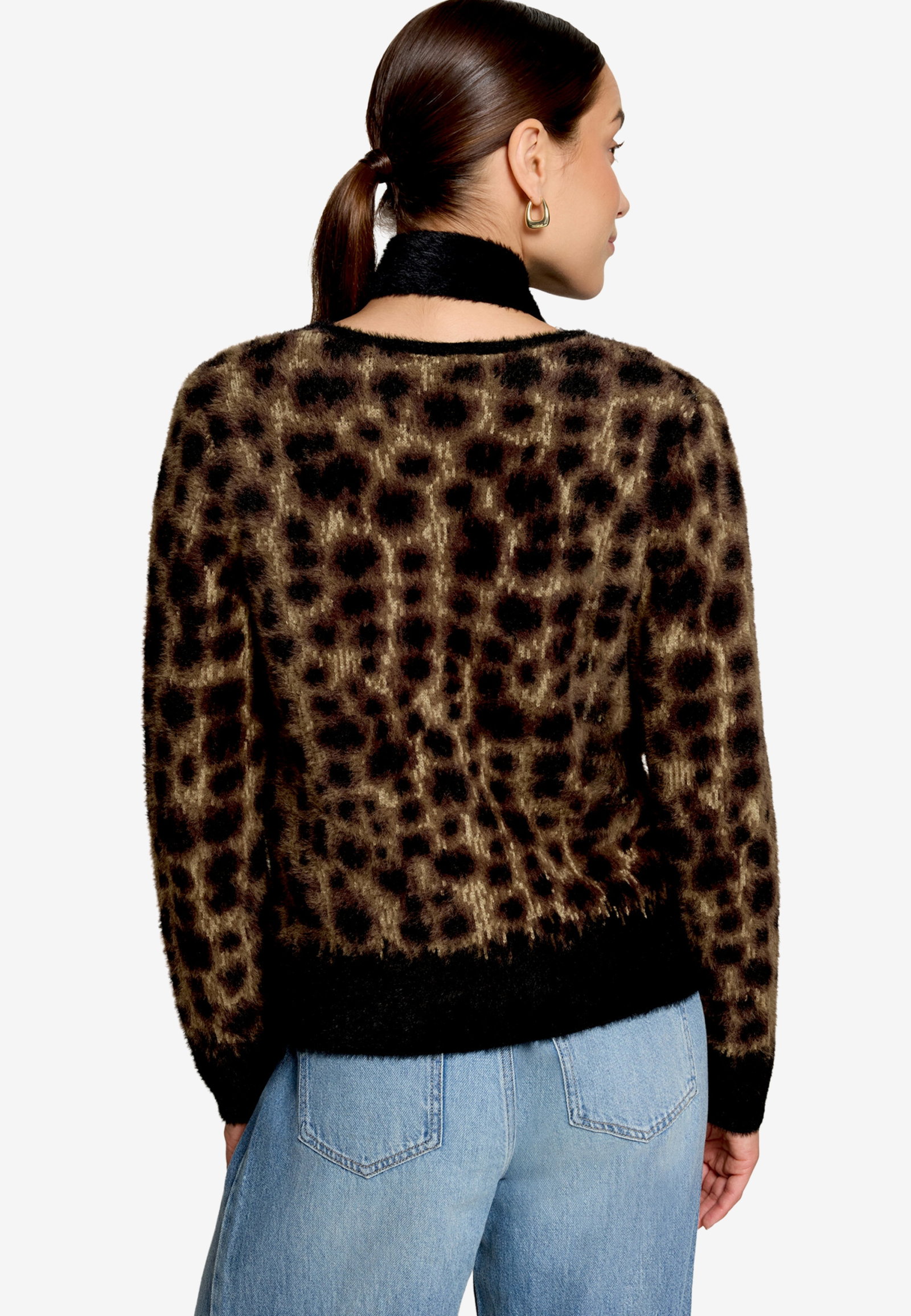 Strickjacke Kurz 1/2 Arm, Patch Black/Brown #3